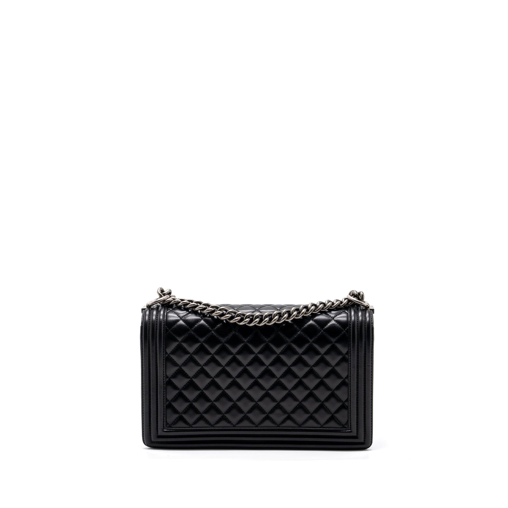 Chanel New Boy Lambskin Ruthenium Hardware Black Handbag