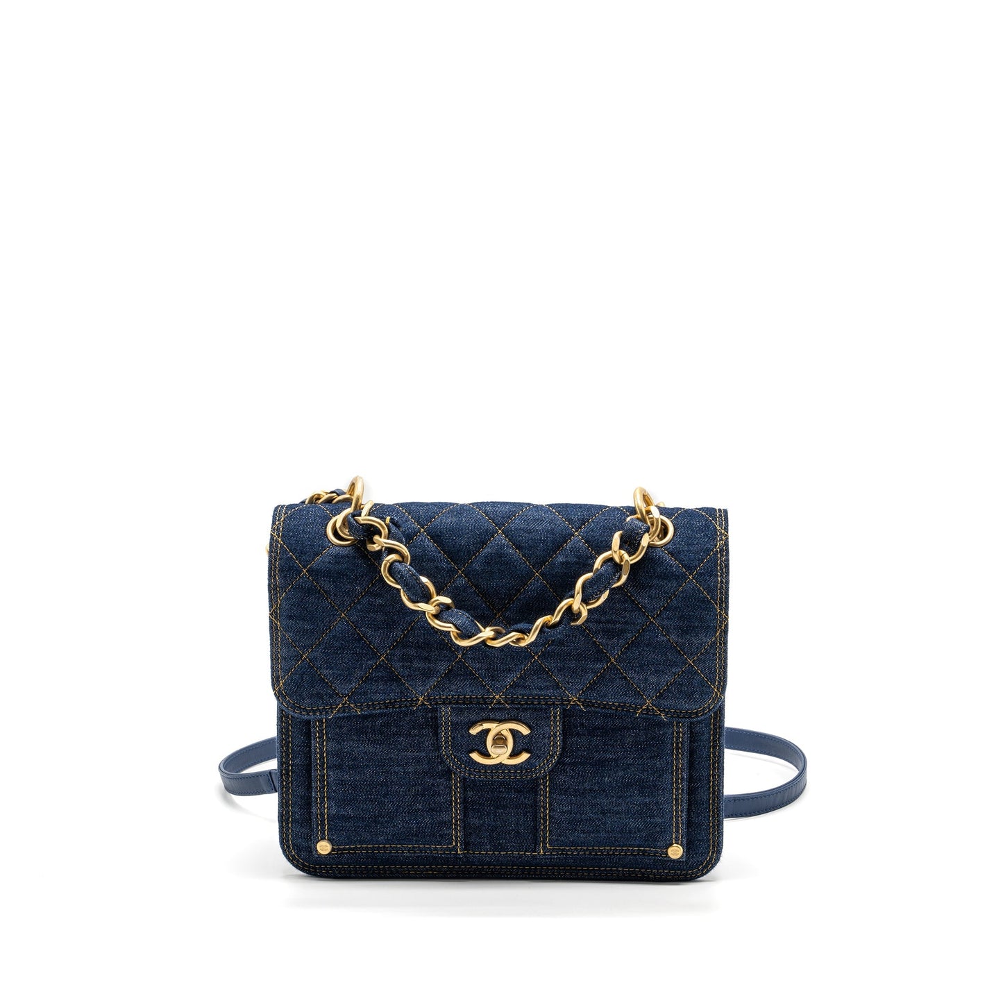 Chanel 23S Flap Backpack Denim Brushed GHW Blue Microchip 1