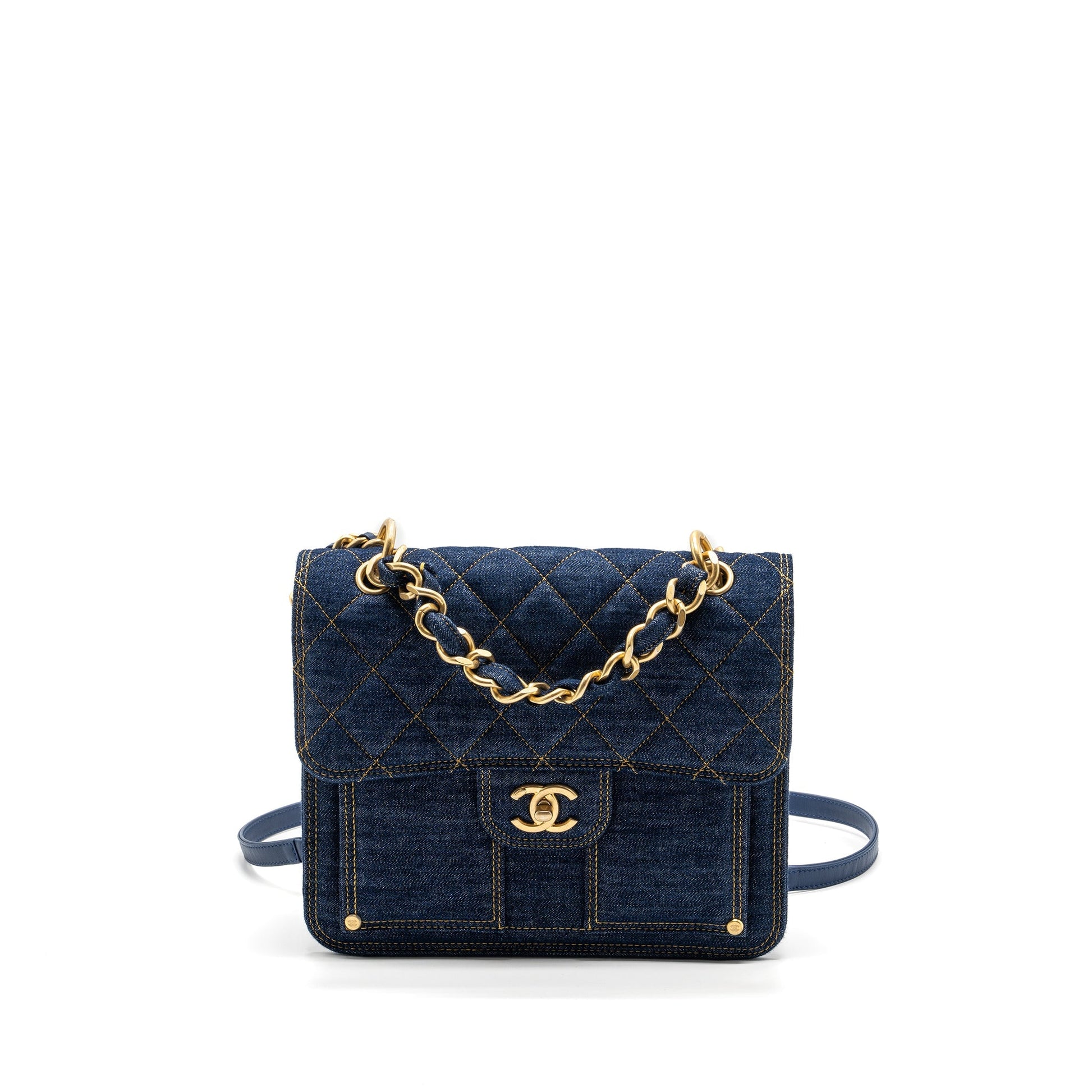 Chanel 23S Flap Backpack Denim Brushed GHW Blue Microchip 1