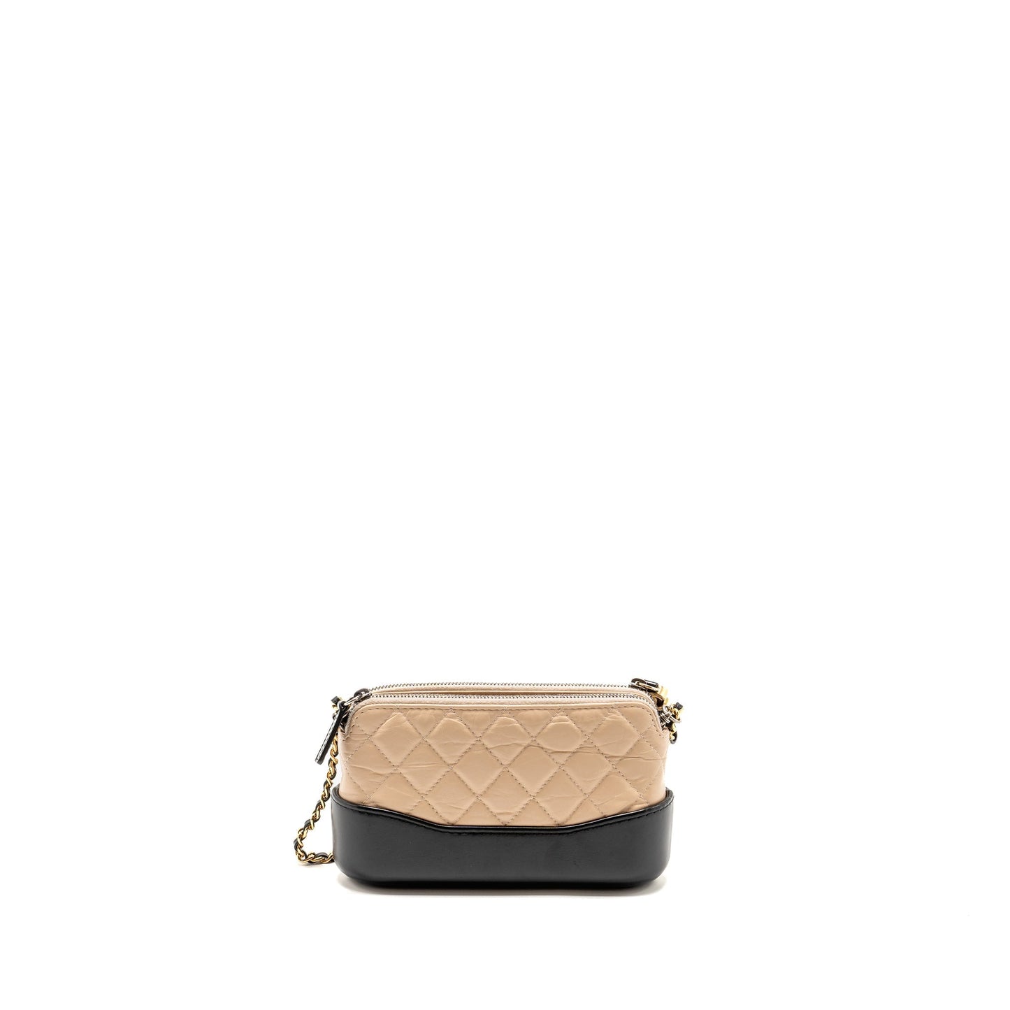 Chanel Gabrielle double zip on calfskin hardware Multicolor Black Beige Clutch Bag