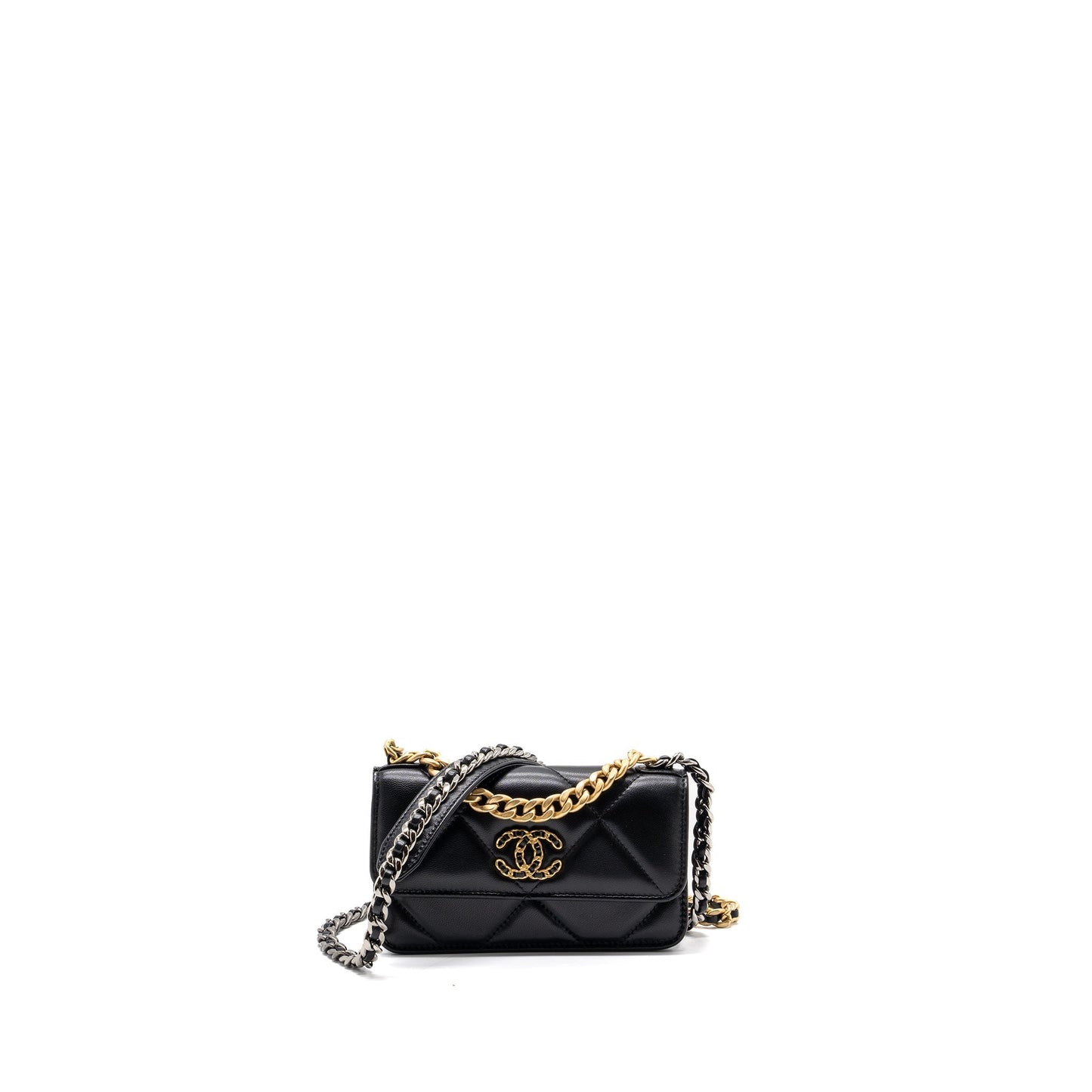 Chanel 19 On Lambskin Hardware microchip Multicolour Black Wallet Case 5