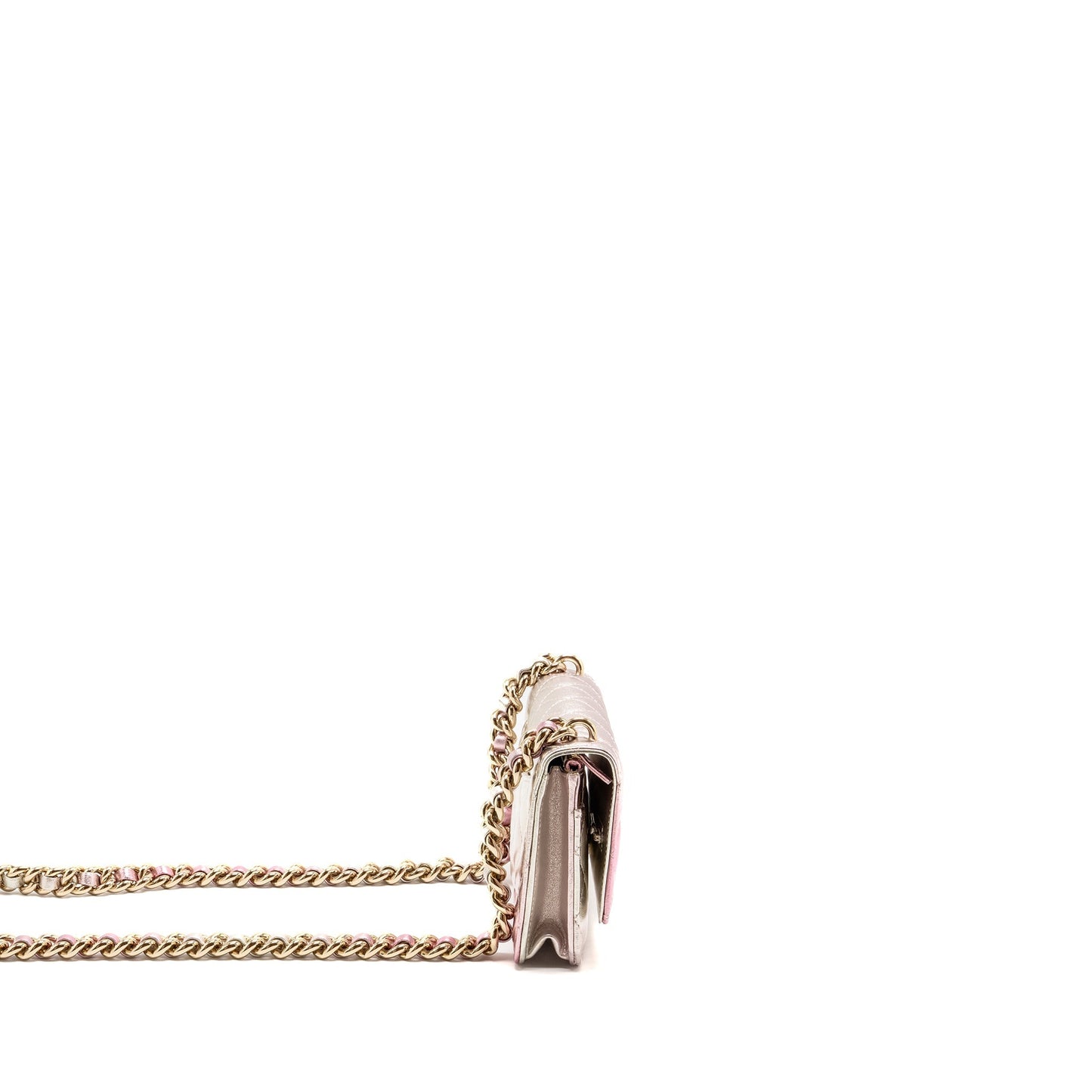 Chanel 21k On Iridescent Lambskin LGHW microchip Wallet Case