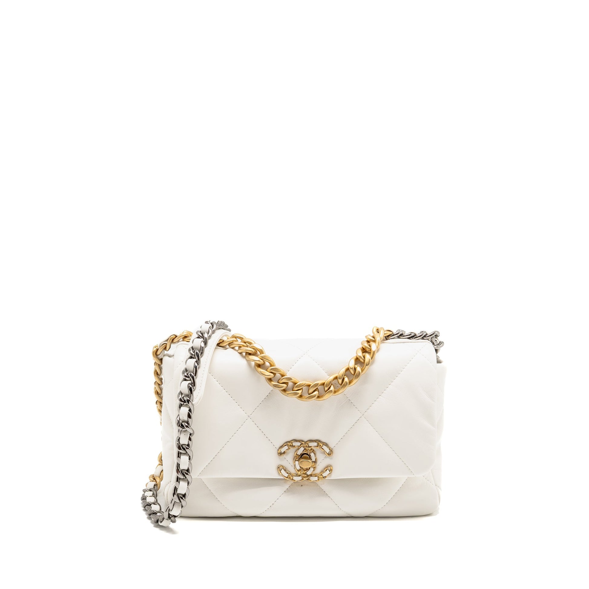 Chanel 19 Lambskin Hardware Multicolour White Small Handbag Hardware 1