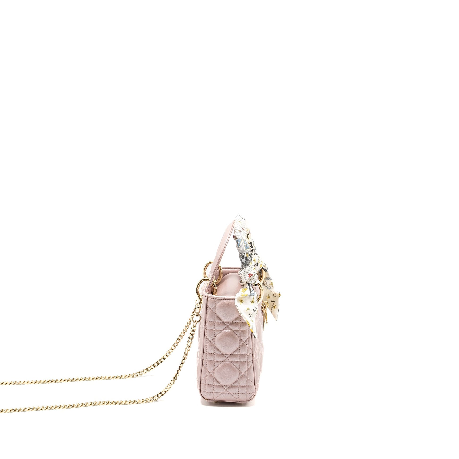Dior Lady Lambskin Lotus Handbag Pink Mini Travel Bag