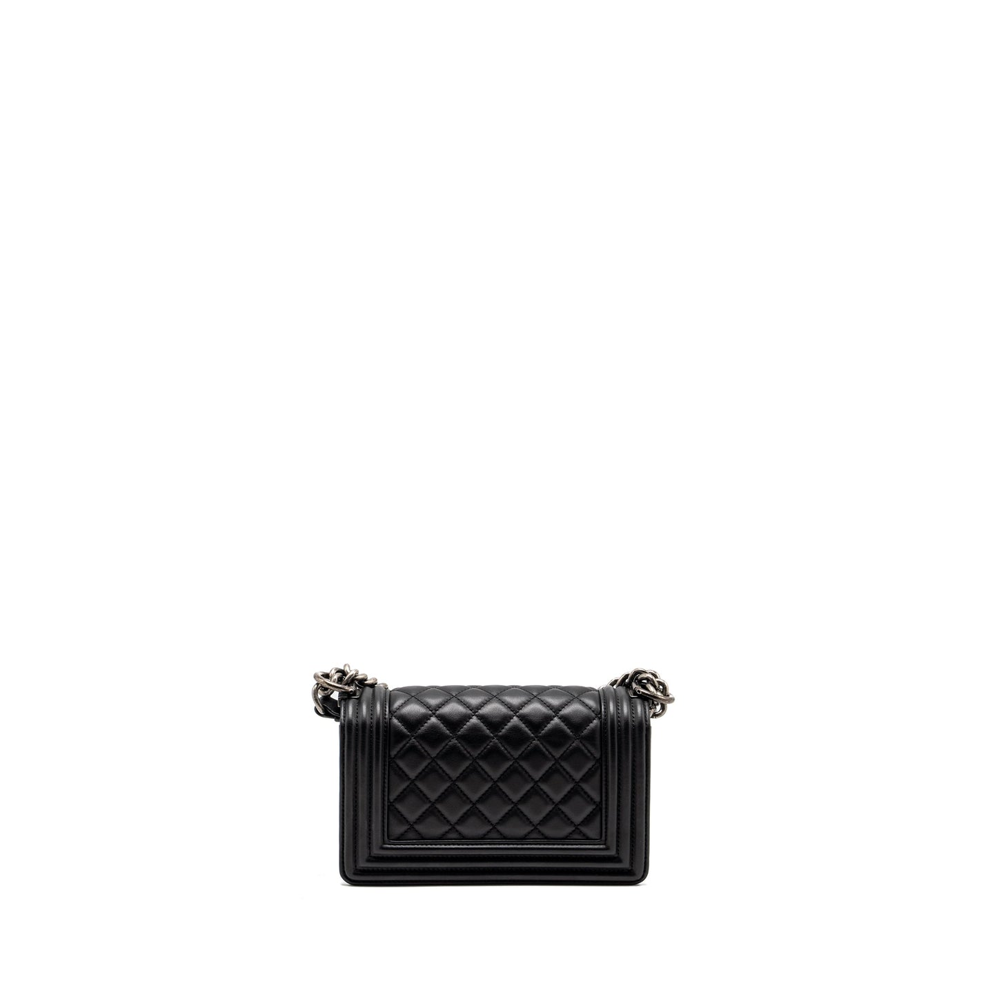 Chanel Boy Calfskin Ruthenium Hardware Black Small Handbag Ruthenium Hardware