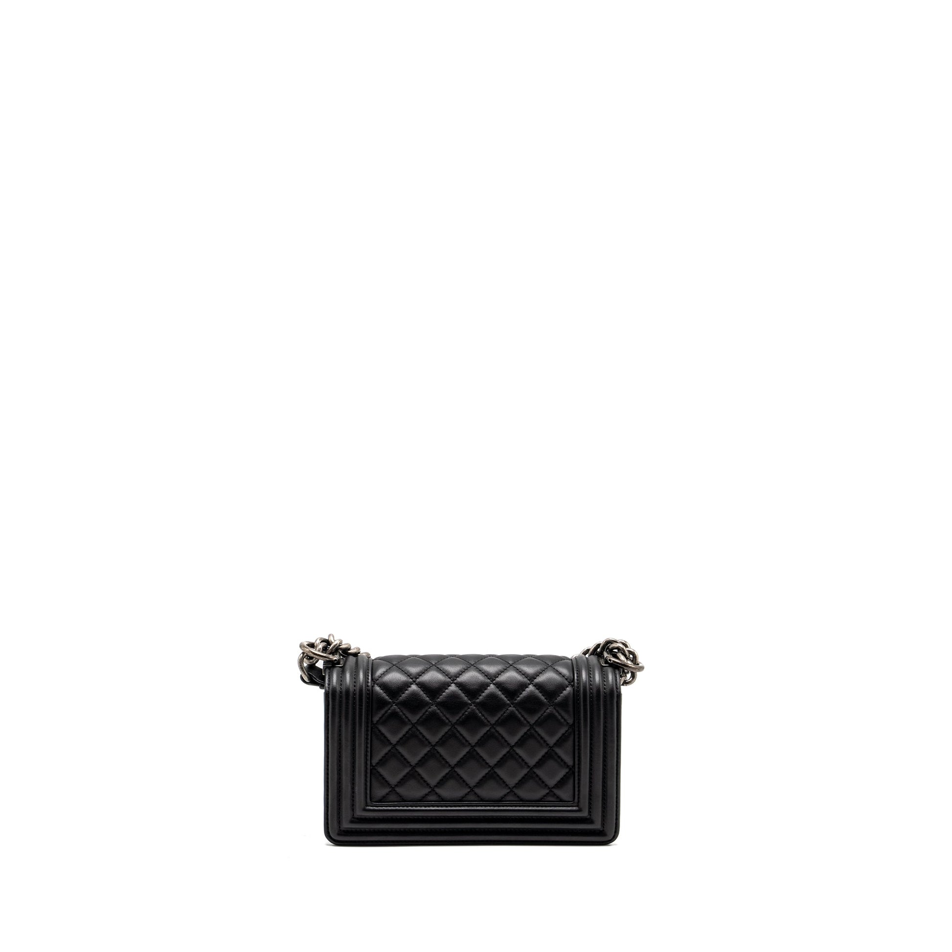 Chanel Boy Calfskin Ruthenium Hardware Black Small Handbag Ruthenium Hardware