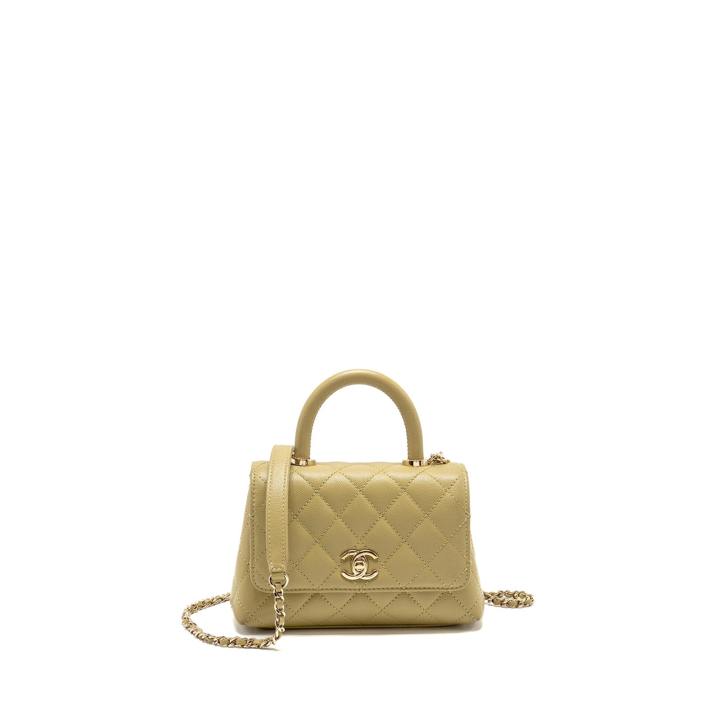 Chanel Coco Handle Caviar Light LGHW microchip Green Mini Bag Green Lghwmicrochip