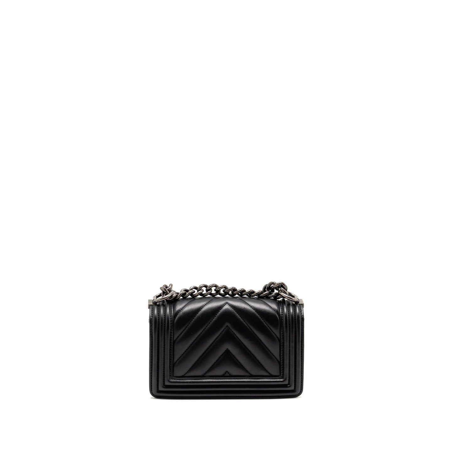 Chanel Boy Lambskin Ruthenium SHW Black Small Handbag