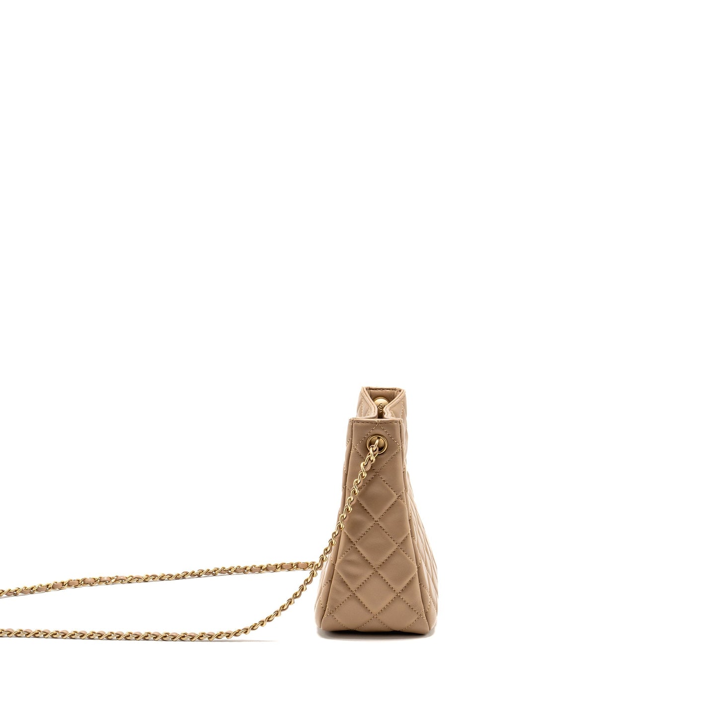 Chanel Pearl Crush hobo lambskin GHW microchip Beige Shoulder Bag