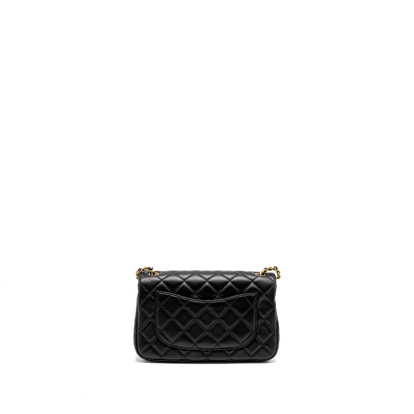 Chanel Pearl Crush Rectangular Flap Lambskin GHW Black Shoulder Bag Microchip 1