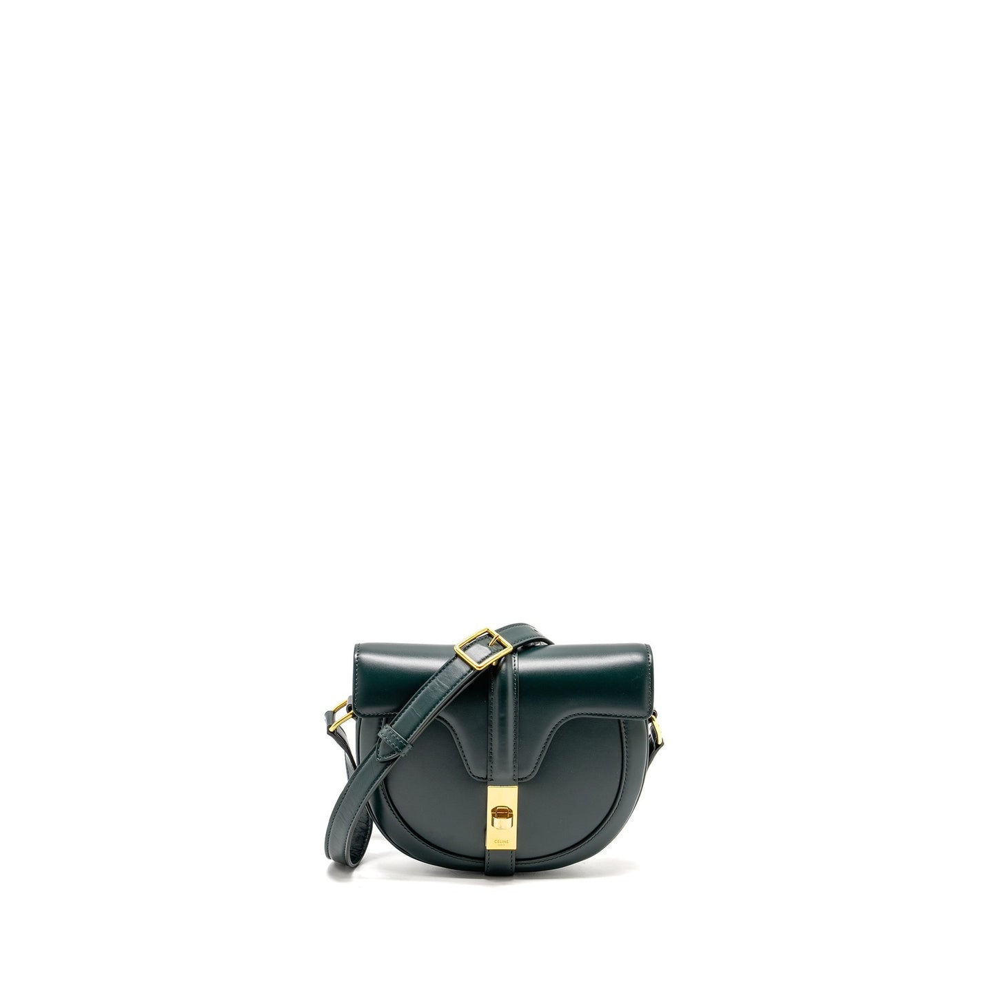 Celine Besace Purse Calfskin Dark Handbag Green Small Travel Bag