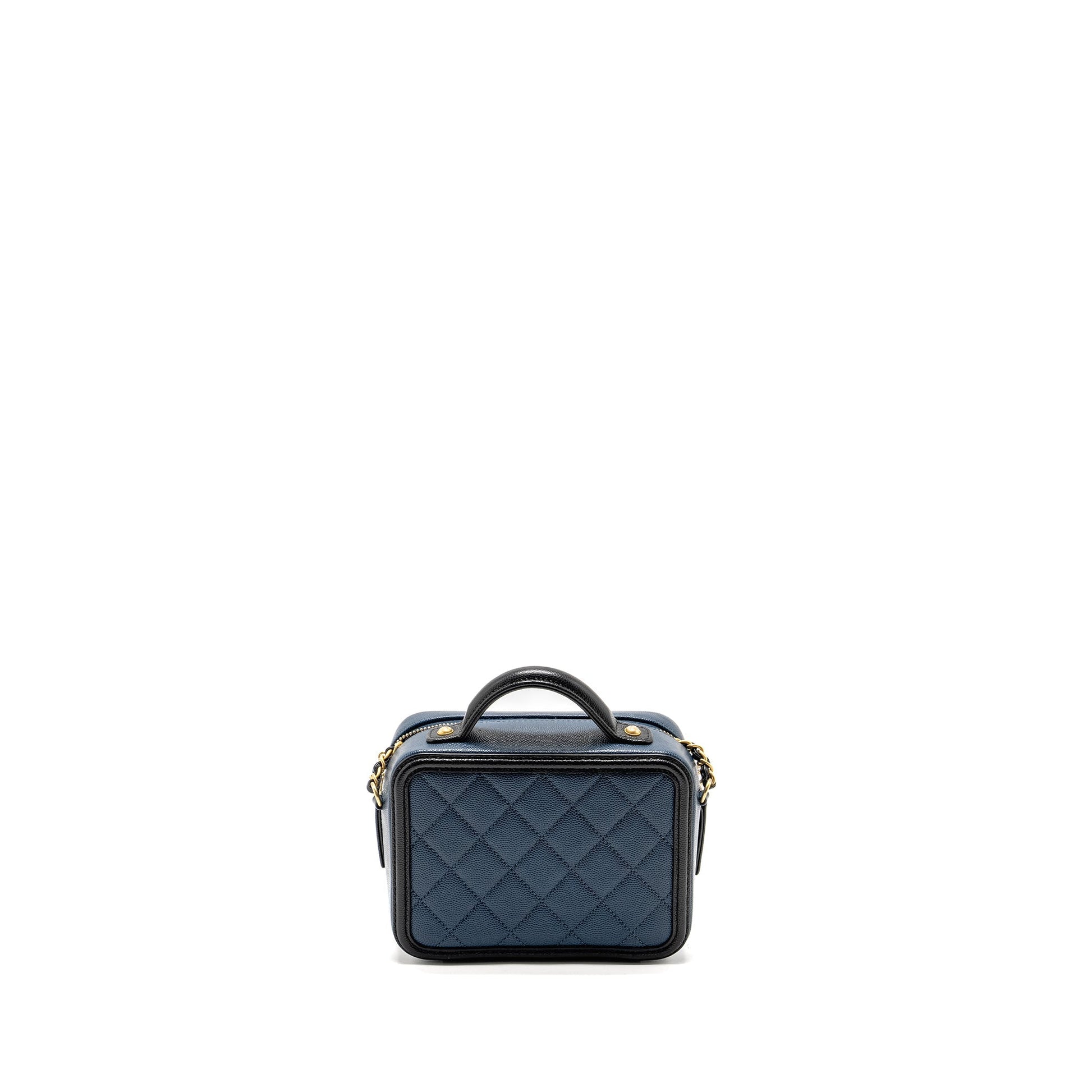 Chanel Filigree Vanity Camera Caviar Navy GHW Black Small Crossbody Bag