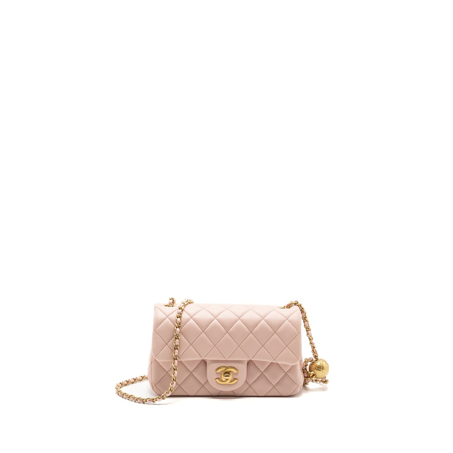 Chanel 23K pearl crush rectangular flap lambskin Pink Shoulder Bag