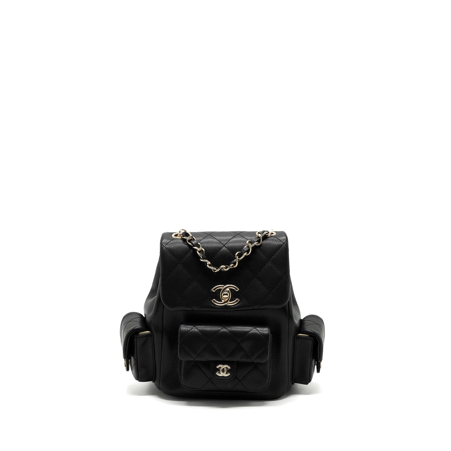 Chanel 23k Triple Pocket Backpack Caviar LGHW Black