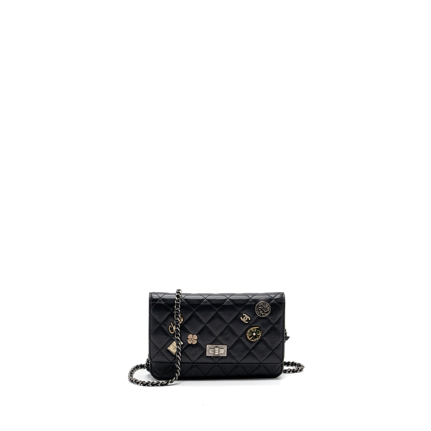 Chanel 2.55 Reissue Lucky Charms On Aged Black Key Chain Ruthenium Shw