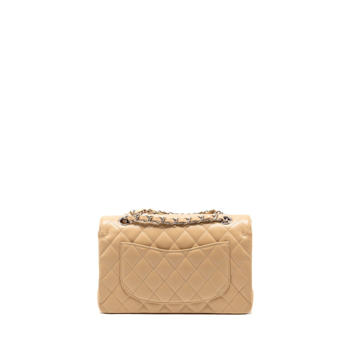 Chanel Classic Double Flap Caviar SHW microchip Orange Beige Small Shoulder Bag