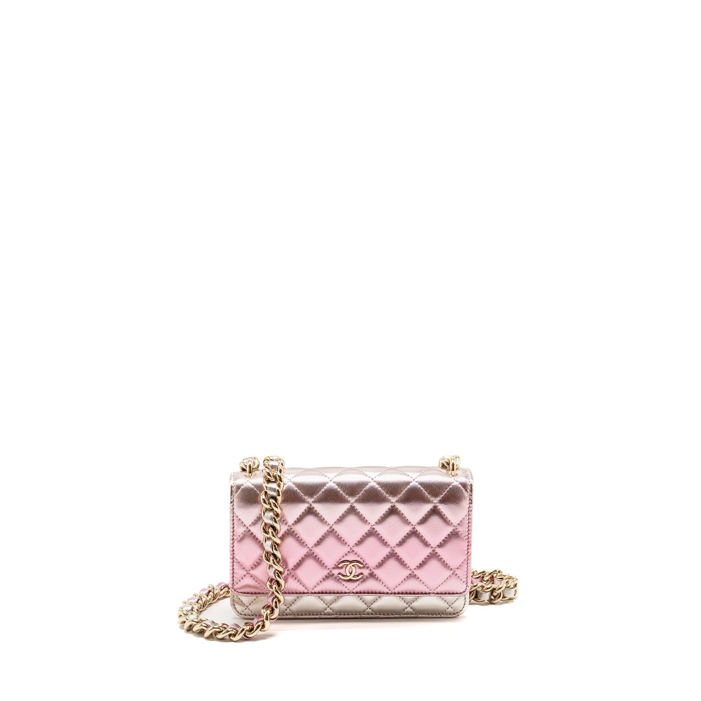 Chanel 21k On Iridescent Lambskin LGHW microchip Wallet Case