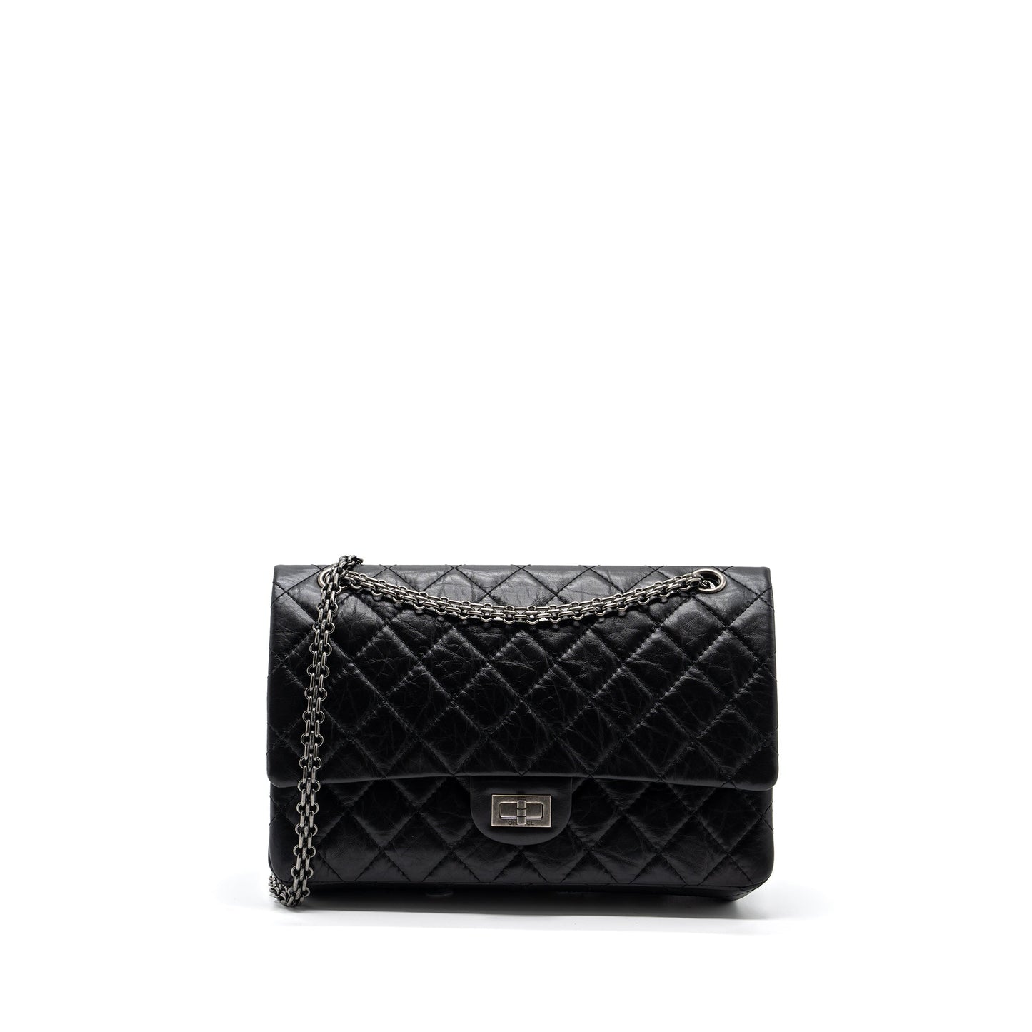 Chanel 2.55 Reissue Flap Aged Calfskin Ruthenium Black Shoulder Bag