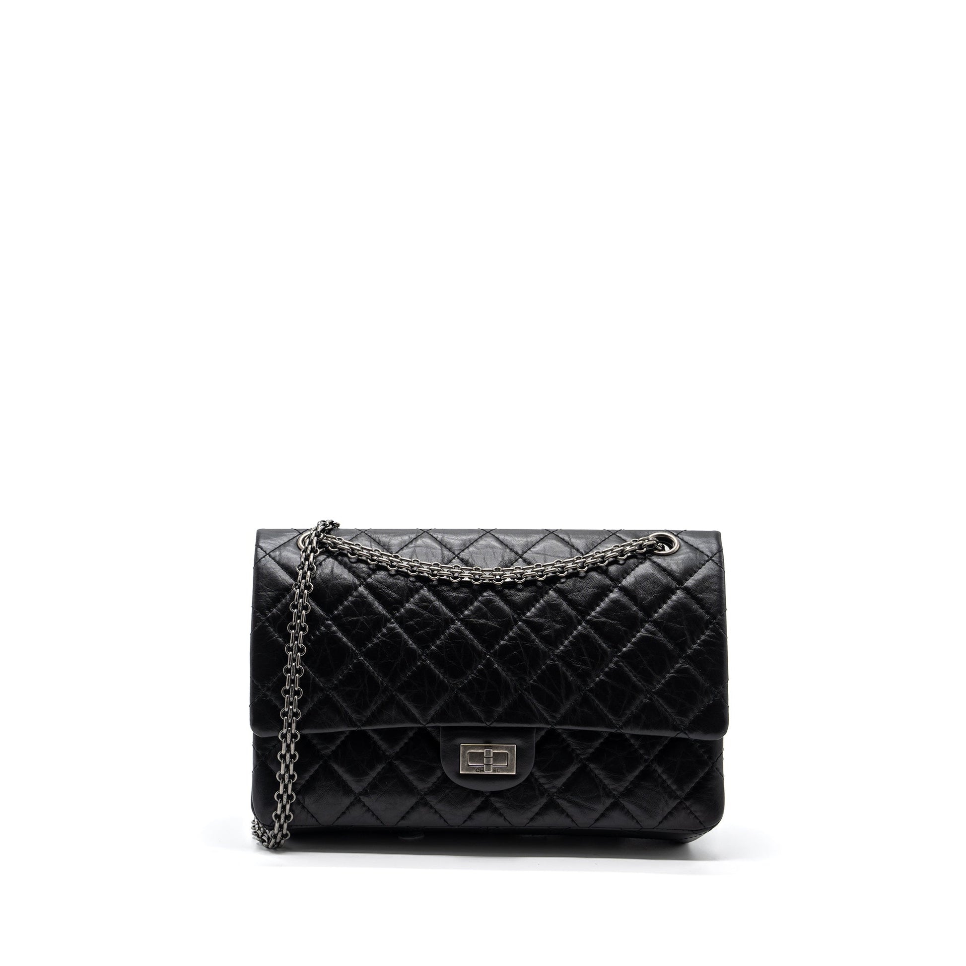 Chanel 2.55 Reissue Flap Aged Calfskin Ruthenium Black Shoulder Bag