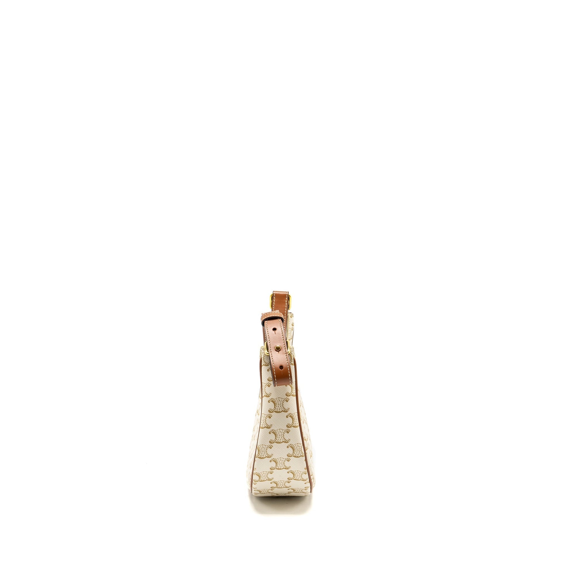 Celine Purse Triomphe Calfskin Handbag Canvas White Travel Bag