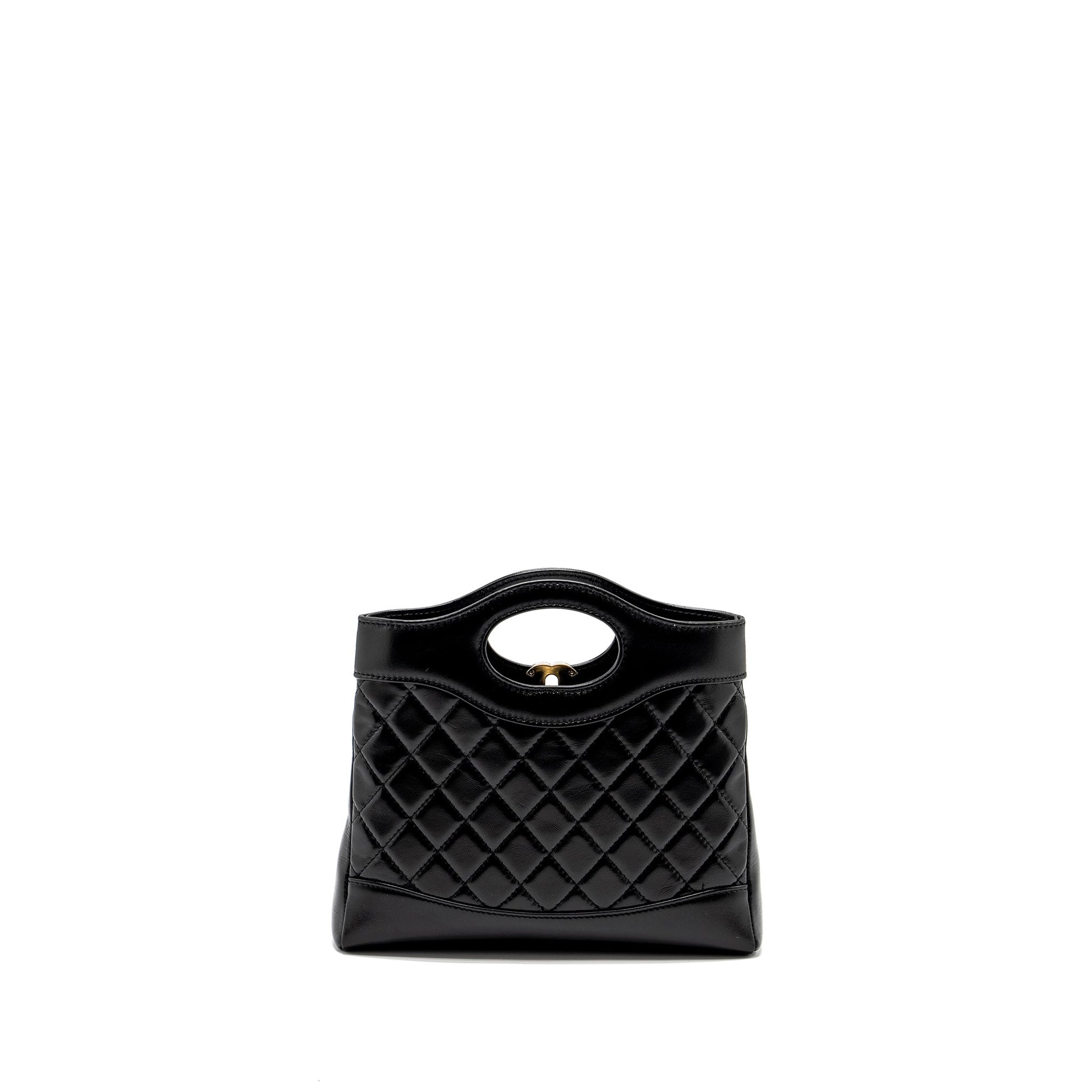Chanel 31 Shiny Lambskin LGHW Microchip Black Mini Bag