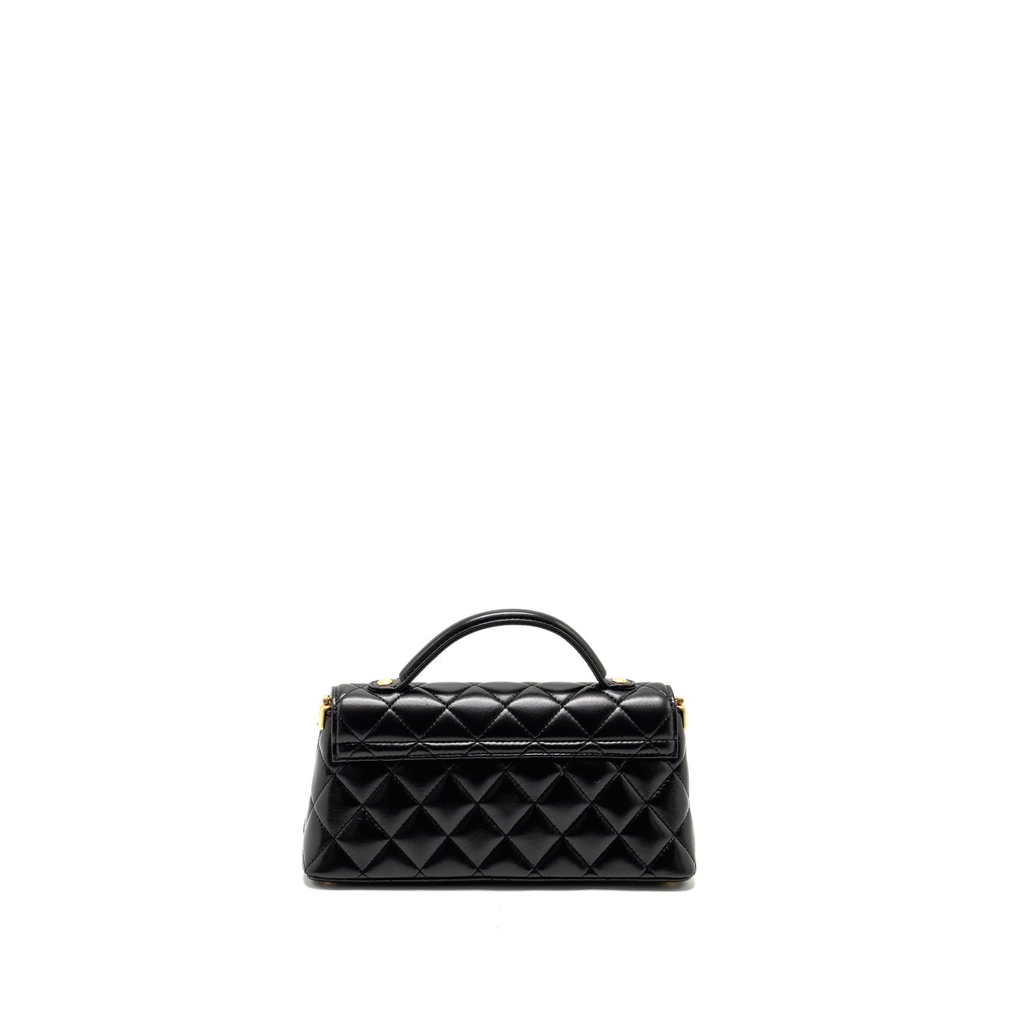Chanel 25p Top Handle Flap Shiny Lambskin Black Shoulder Bag