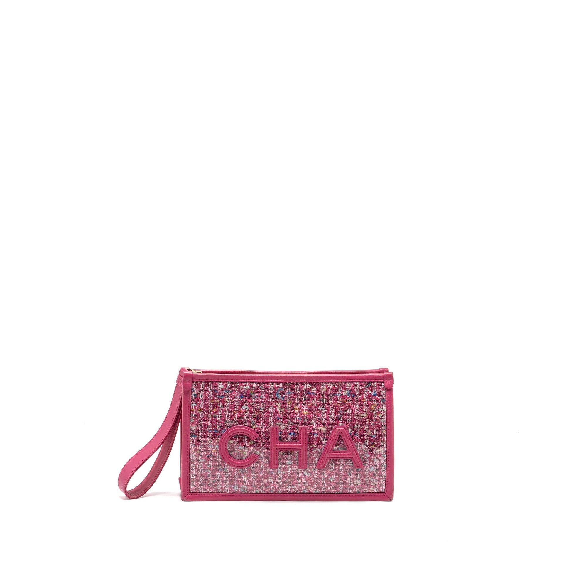 Chanel 19S Logo Tweed PVC GHW Pink Handbag