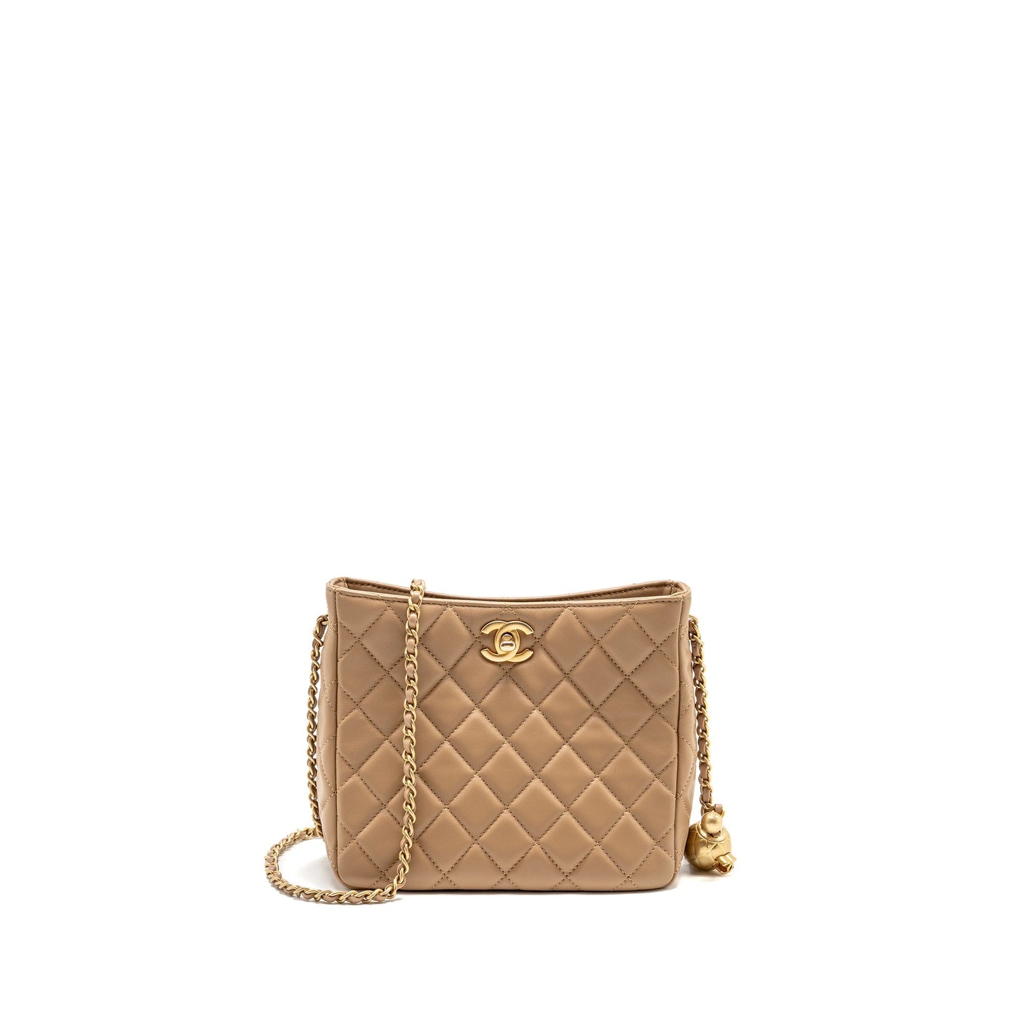 Chanel Pearl Crush hobo lambskin GHW microchip Beige Shoulder Bag