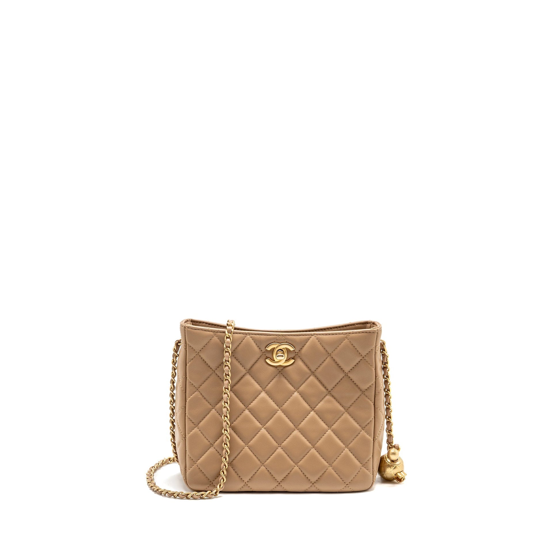 Chanel Pearl Crush hobo lambskin GHW microchip Beige Shoulder Bag