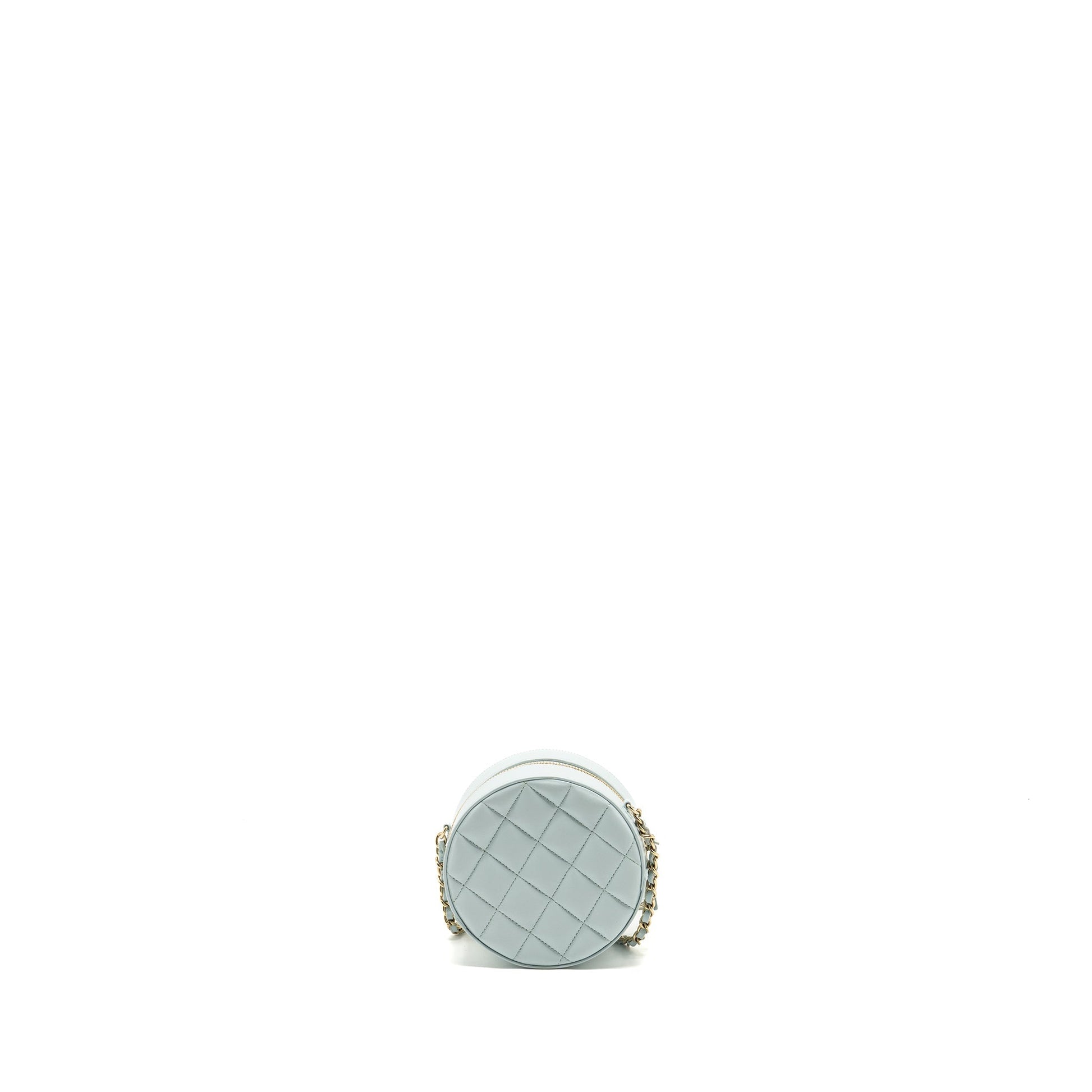 Chanel Round Vanity ribbon on Lambskin Light Blue Mini Bag