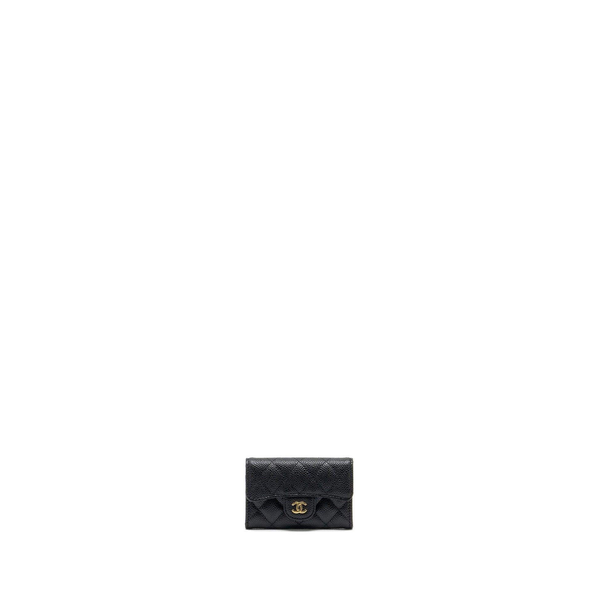 Chanel Classic Flap Card Holder Caviar GHW Black Wallet Case Microchip 3