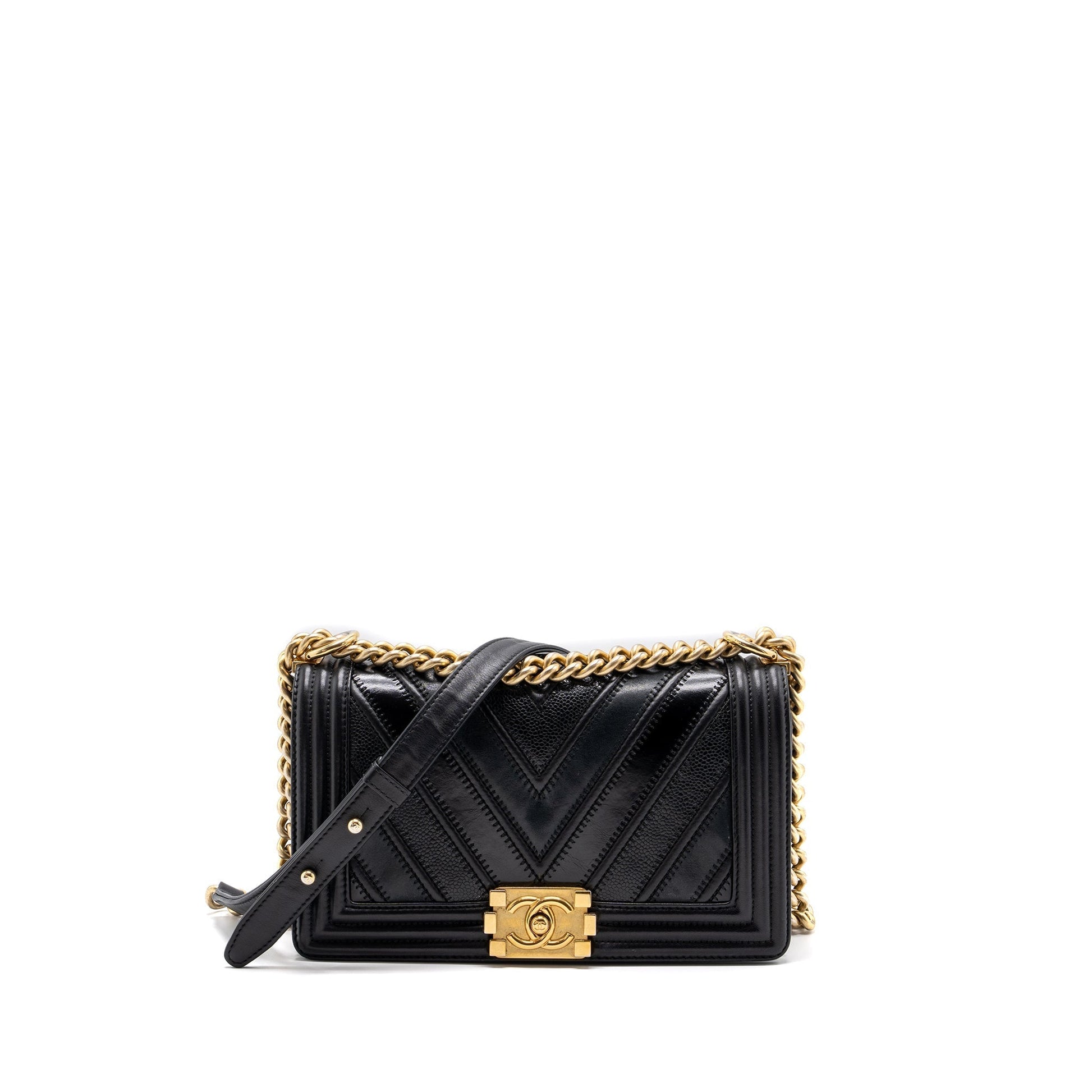 Chanel Boy Chevron Calfskin GHW Black Handbag