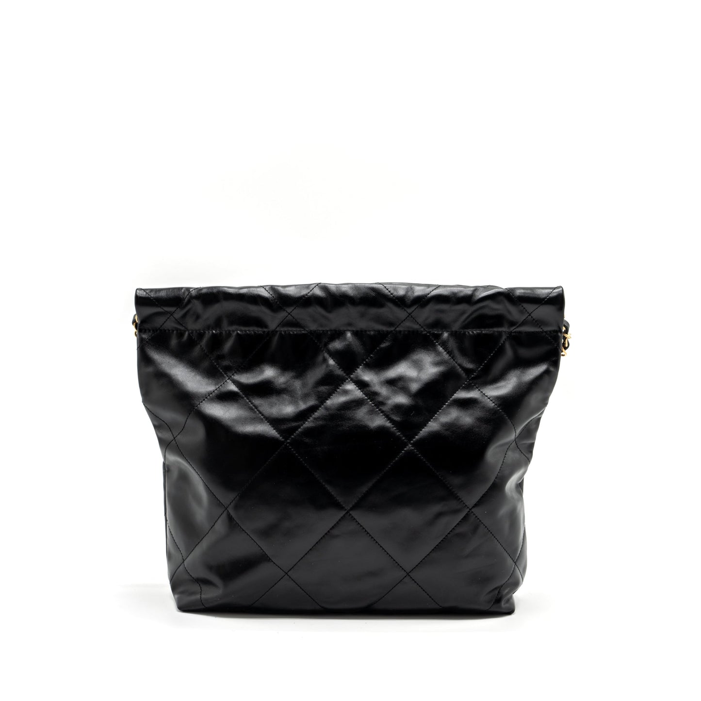 Chanel 22 Letter Shiny Calfskin GHW Microchip Black Gold Small Handbag Black Ghwmicrochip