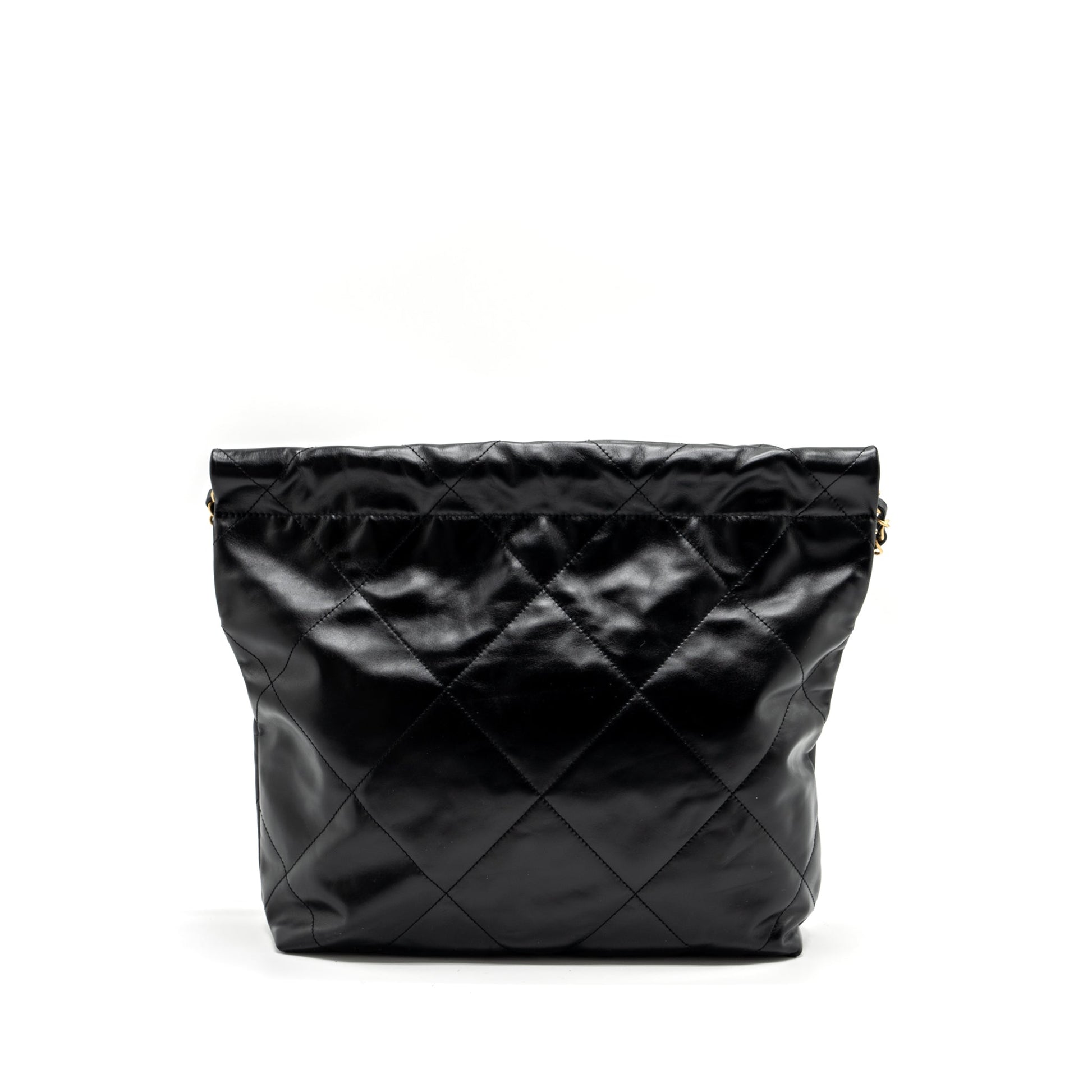 Chanel 22 Letter Shiny Calfskin GHW Microchip Black Gold Small Handbag Black Ghwmicrochip