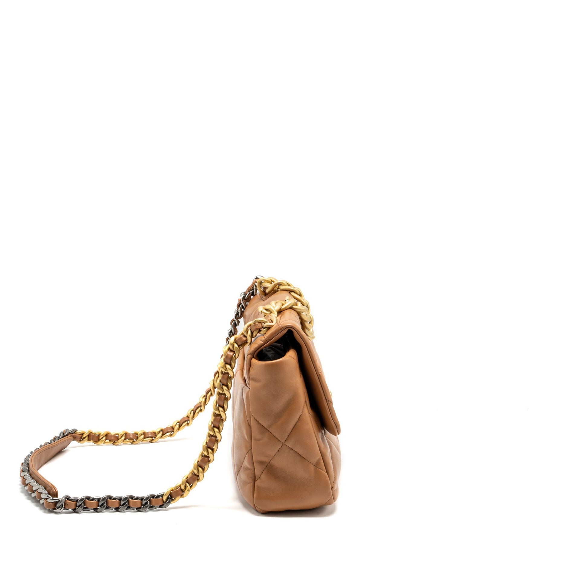 Chanel 19 30cm Lambskin Caramel Hardware Microchip Multicolour Handbag