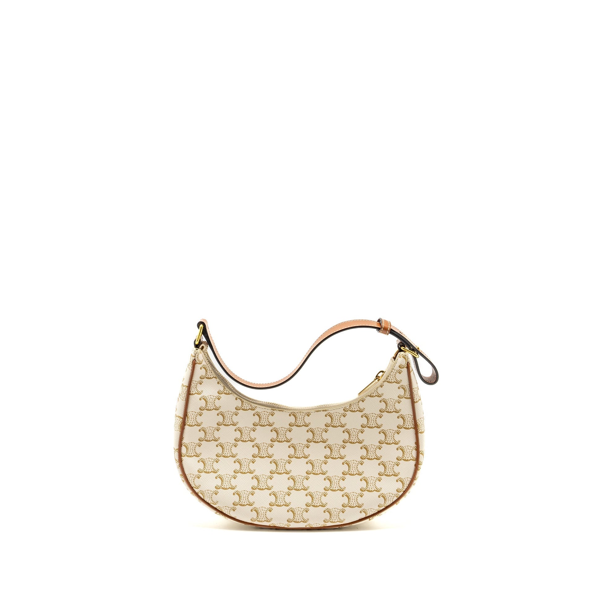 Celine Purse Triomphe Calfskin Handbag Canvas White Travel Bag