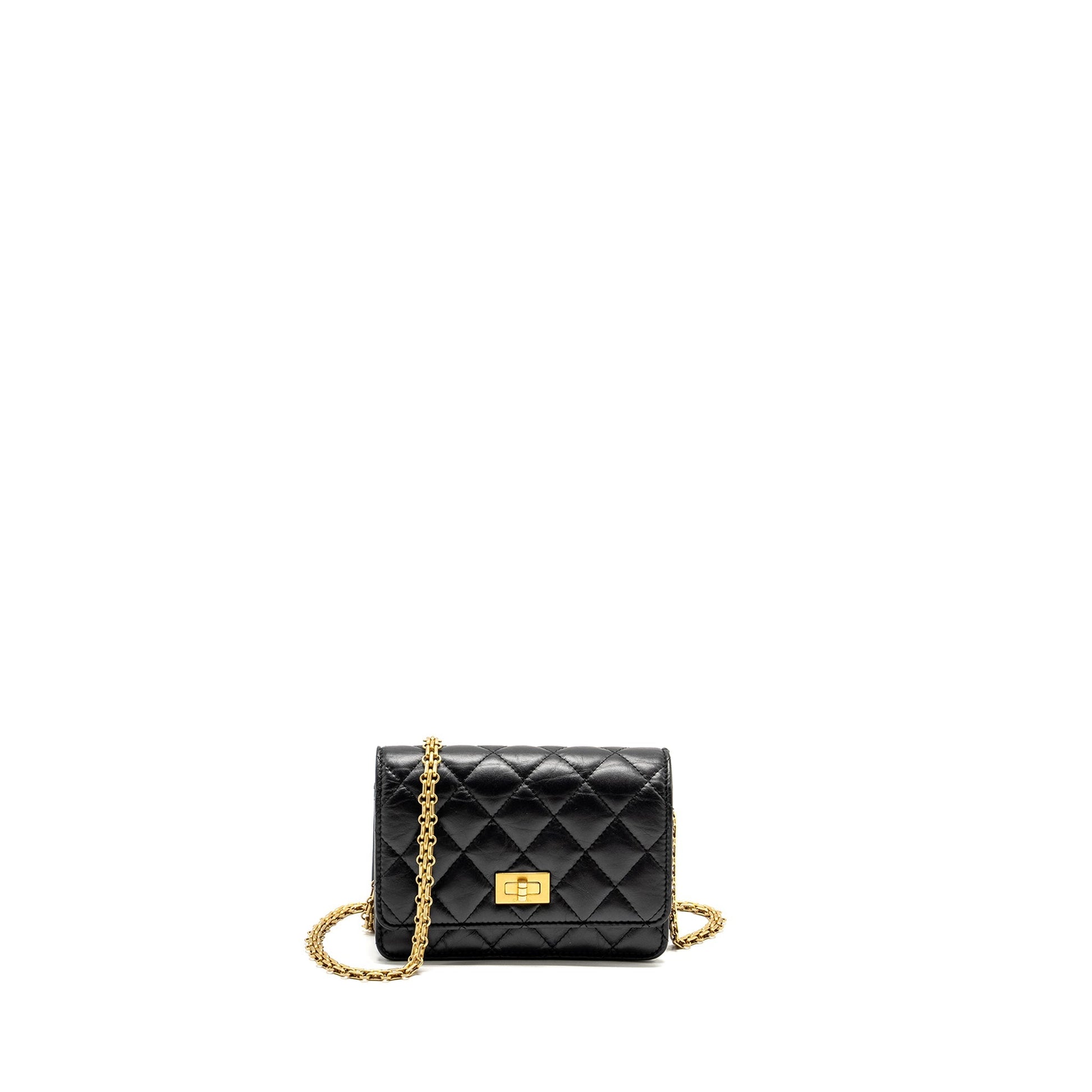 Chanel 2.55 Reissue On Aged Calfskin GHW Black Wallet Case Ghw Microchip