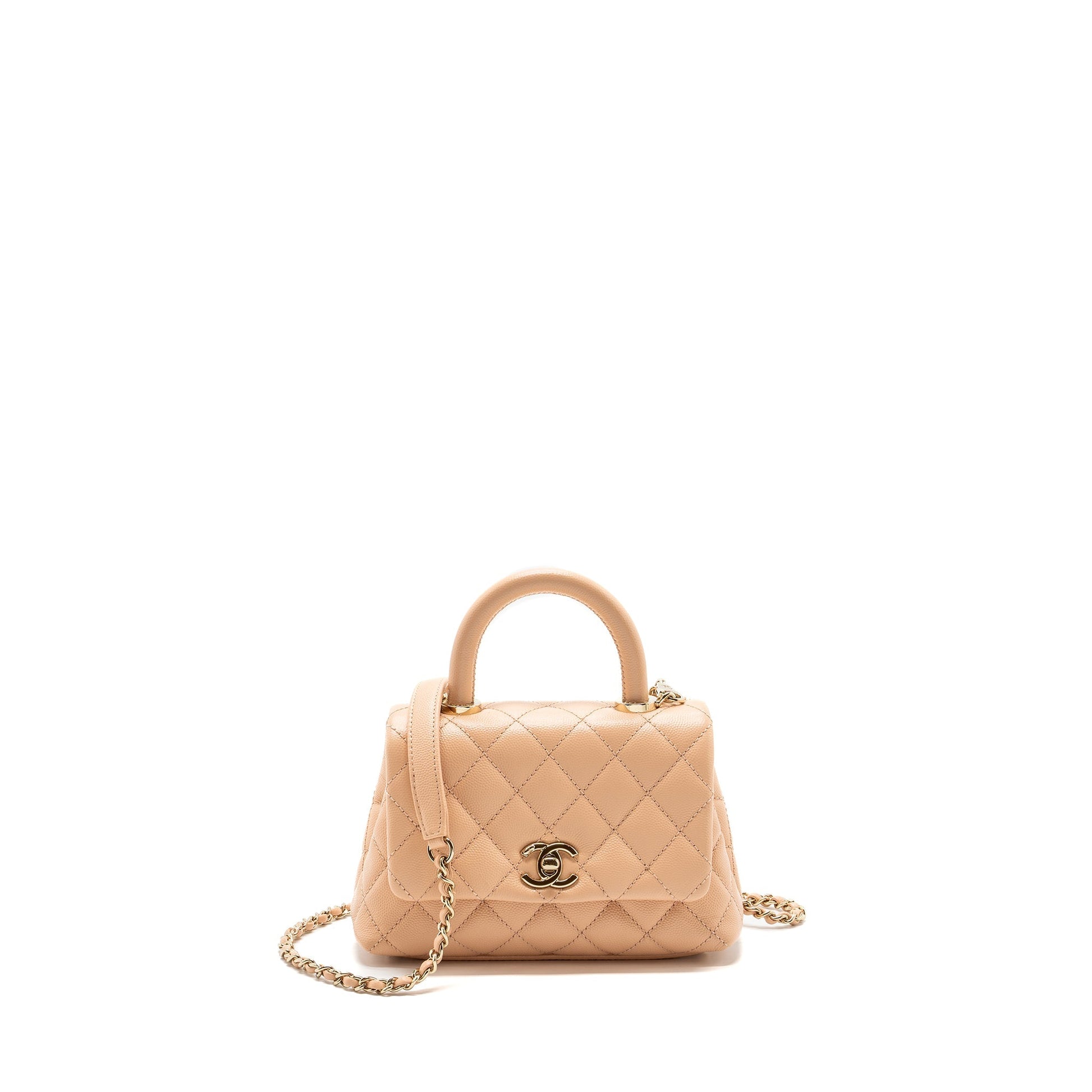 Chanel Coco Handle Caviar LGHW Beige Mini Bag