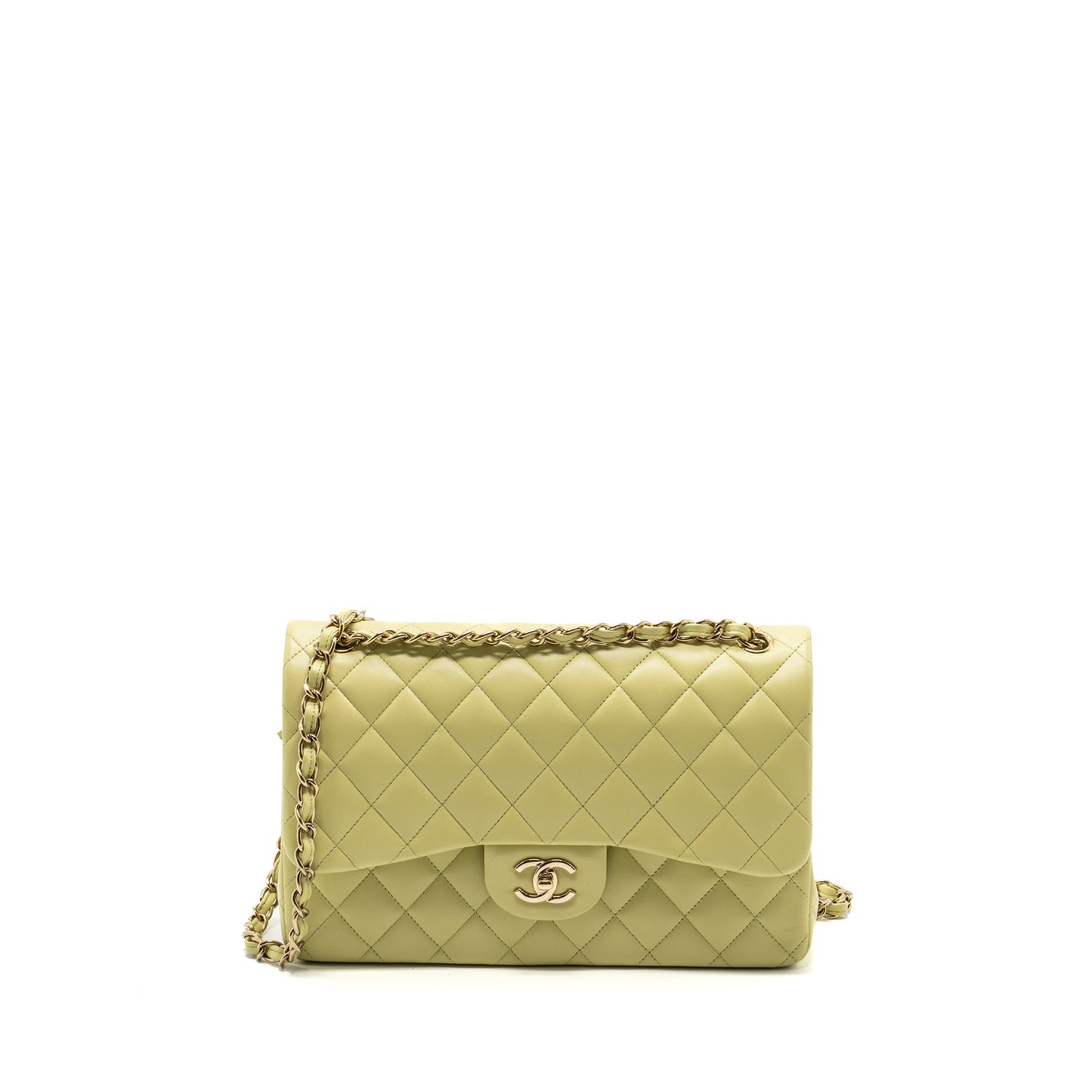 Chanel 23C jumbo classic double flap lambskin Green Shoulder Bag