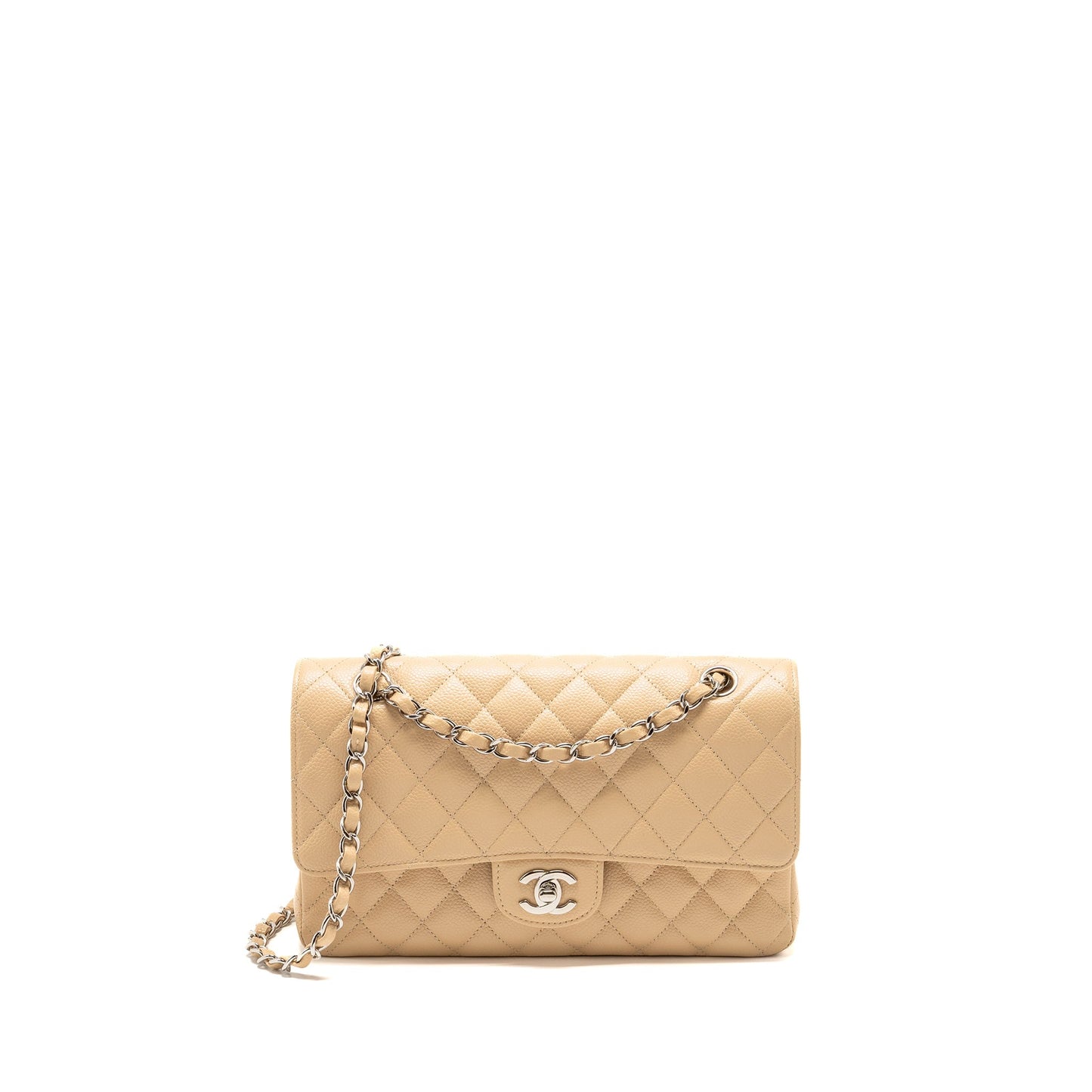 Chanel Classic Double Flap Caviar SHW Beige Shoulder Bag Chanel Beige