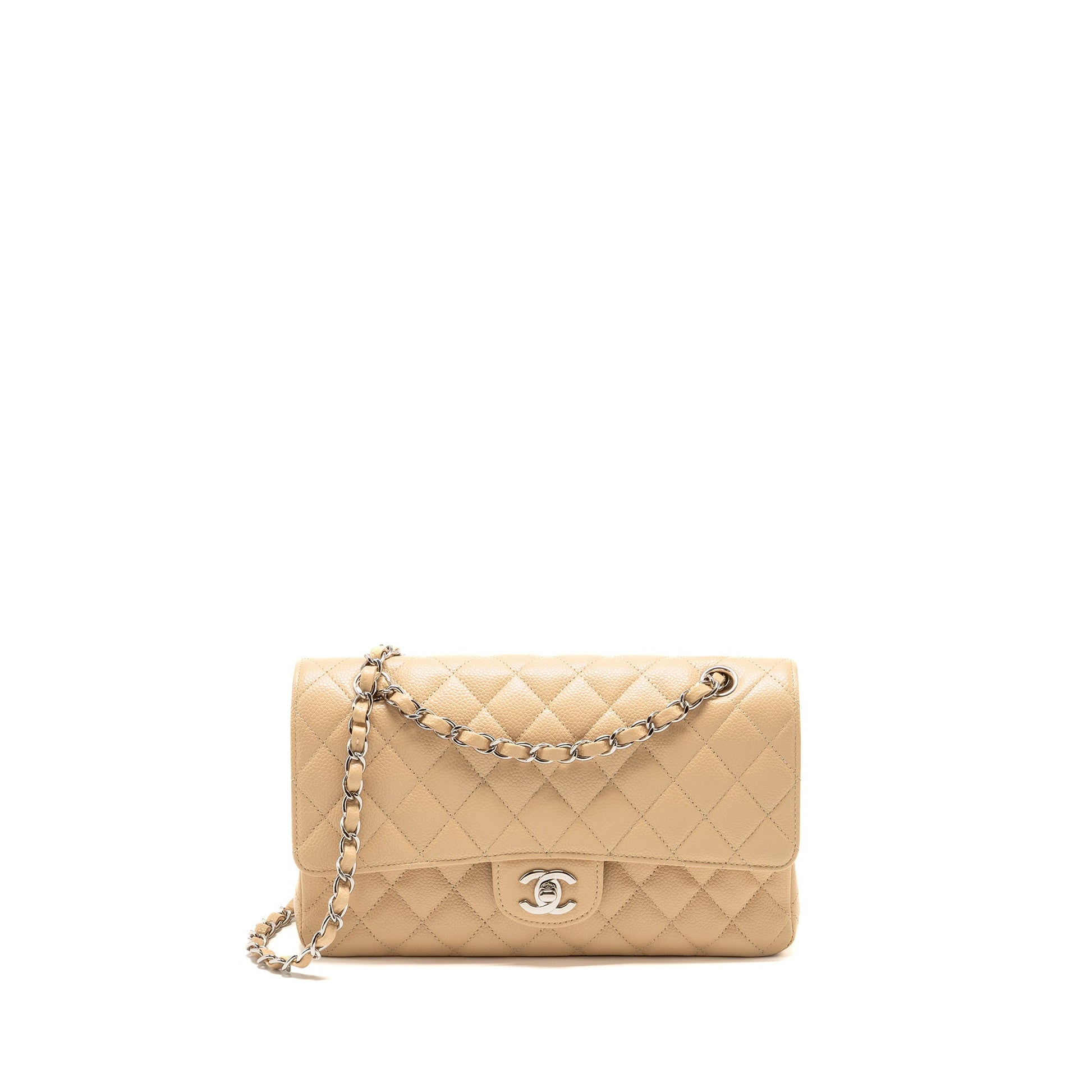 Chanel Classic Double Flap Caviar SHW Beige Shoulder Bag Chanel Beige