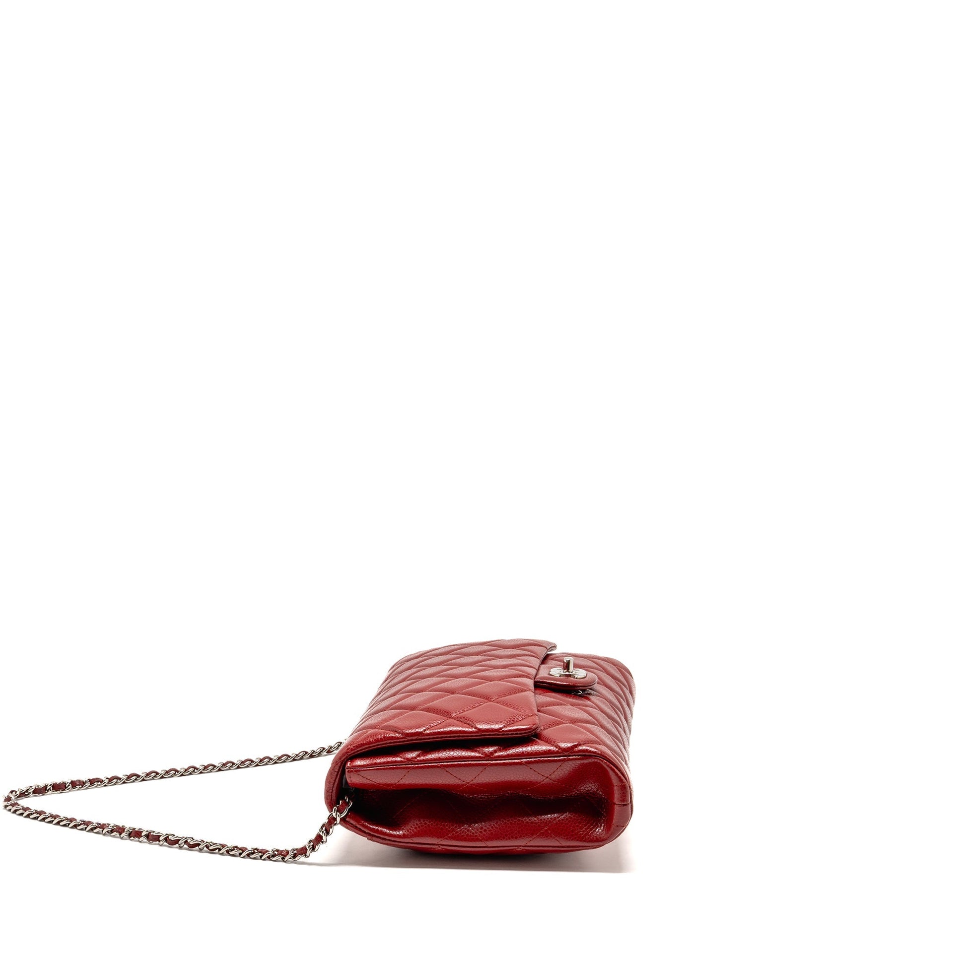 Chanel Timeless Flap Caviar SHW Red Clutch Bag Red Shw
