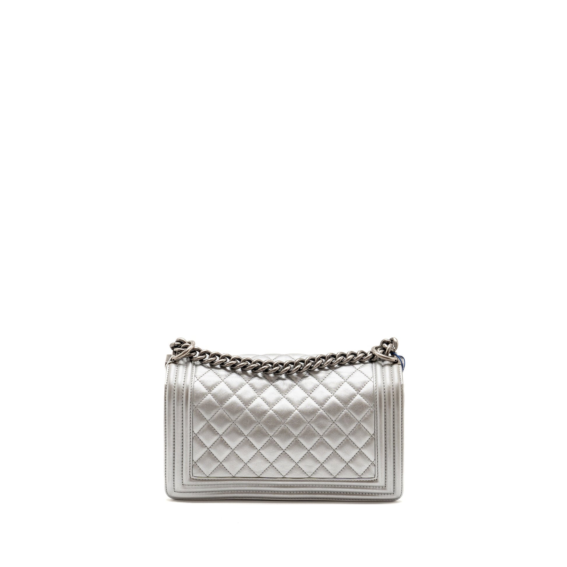 Chanel Boy Lambskin SHW Silver Handbag