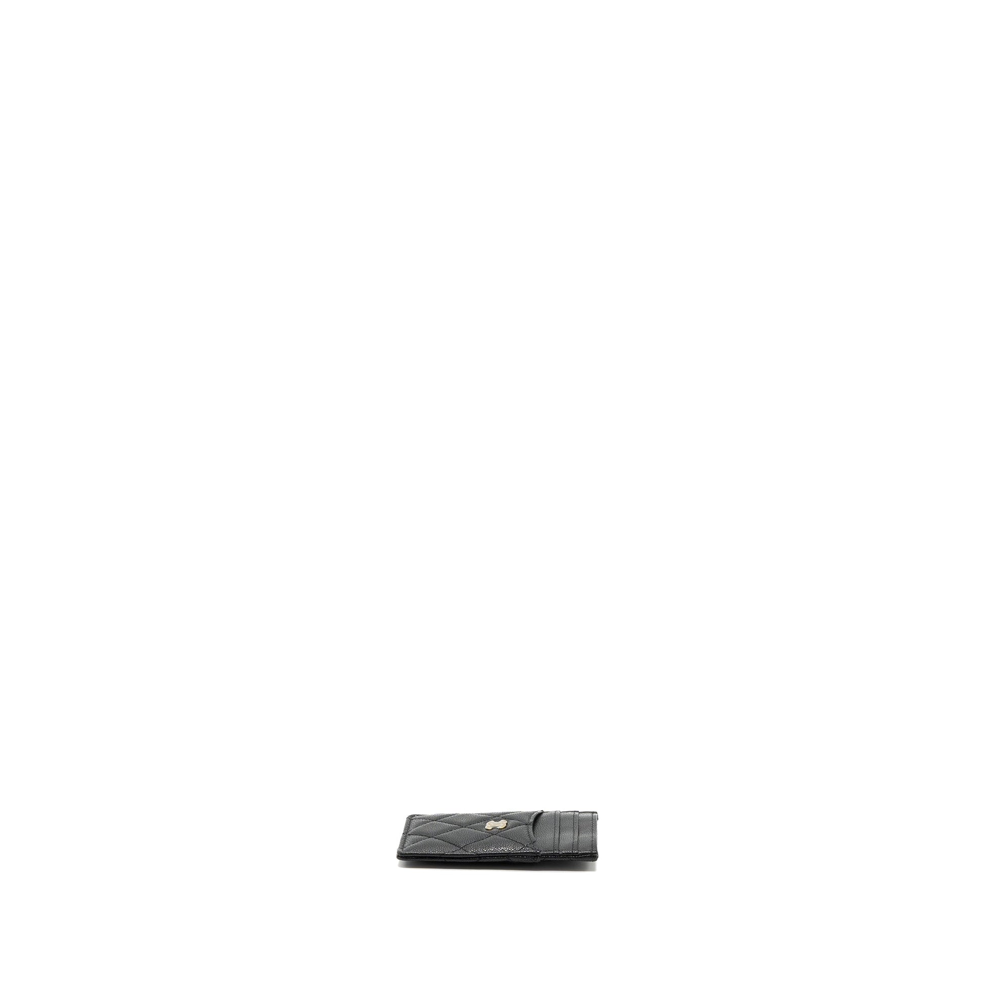 Chanel 23K Card Holder Caviar GHW Microchip Black Wallet Case
