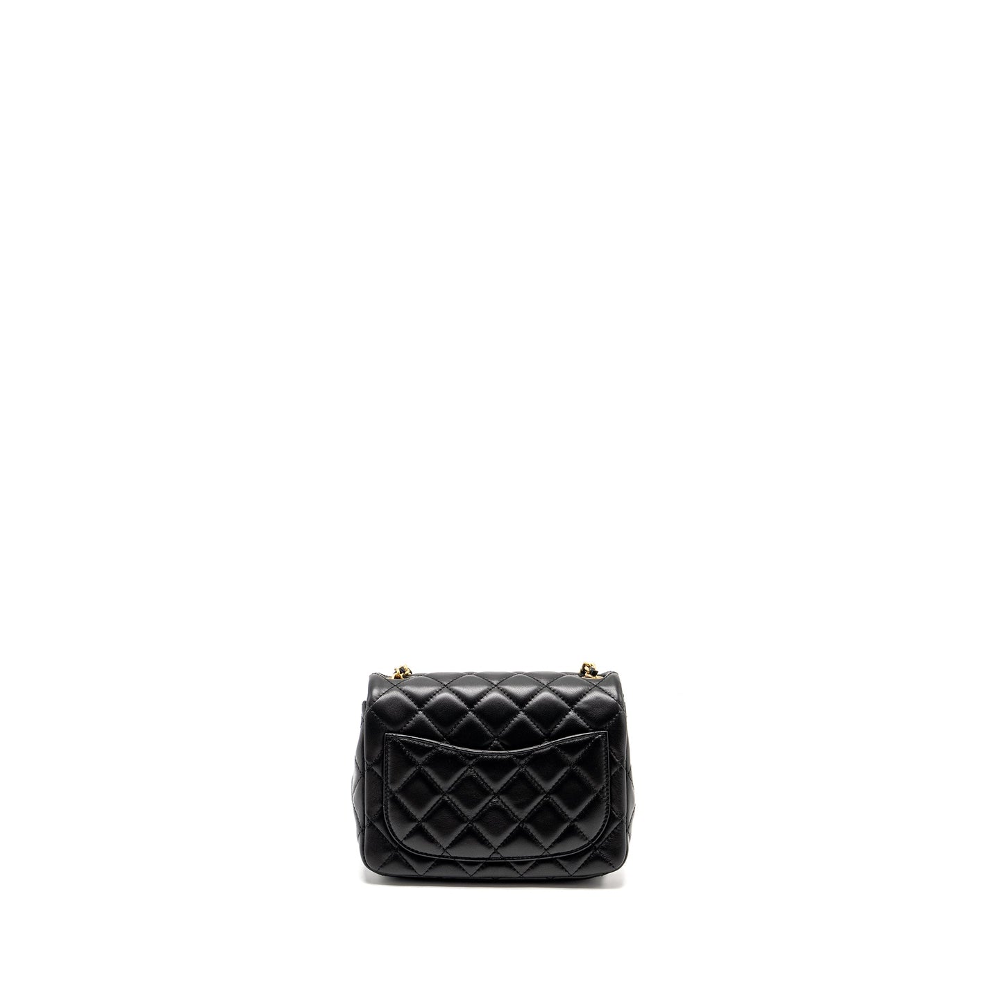 Chanel Pearl Crush Square Flap Lambskin GHW Black Shoulder Bag Microchip 8