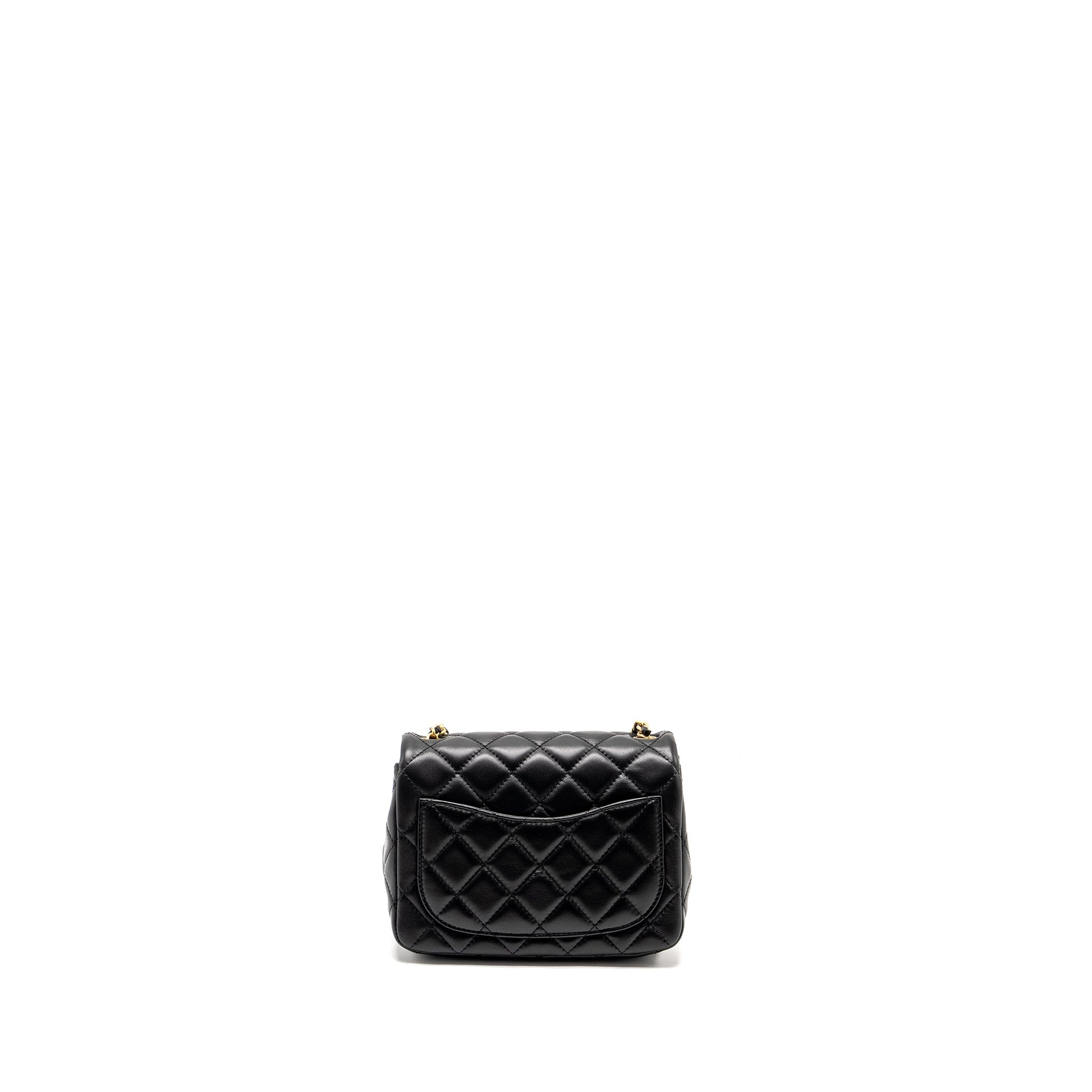 Chanel Pearl Crush Square Flap Lambskin GHW Black Shoulder Bag Microchip 8