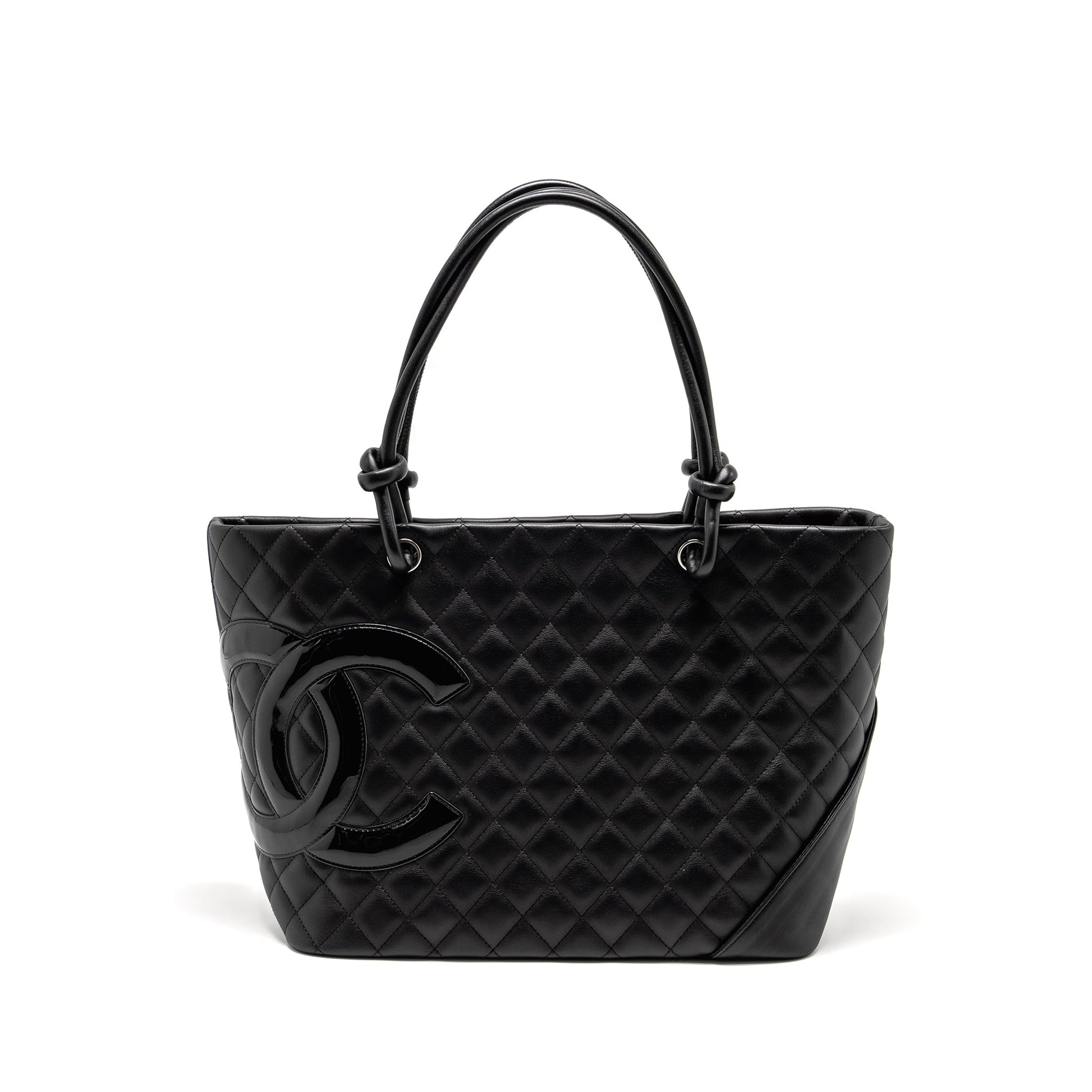Chanel Cambon Ligne calfskin SHW Black Leather Tote Bag
