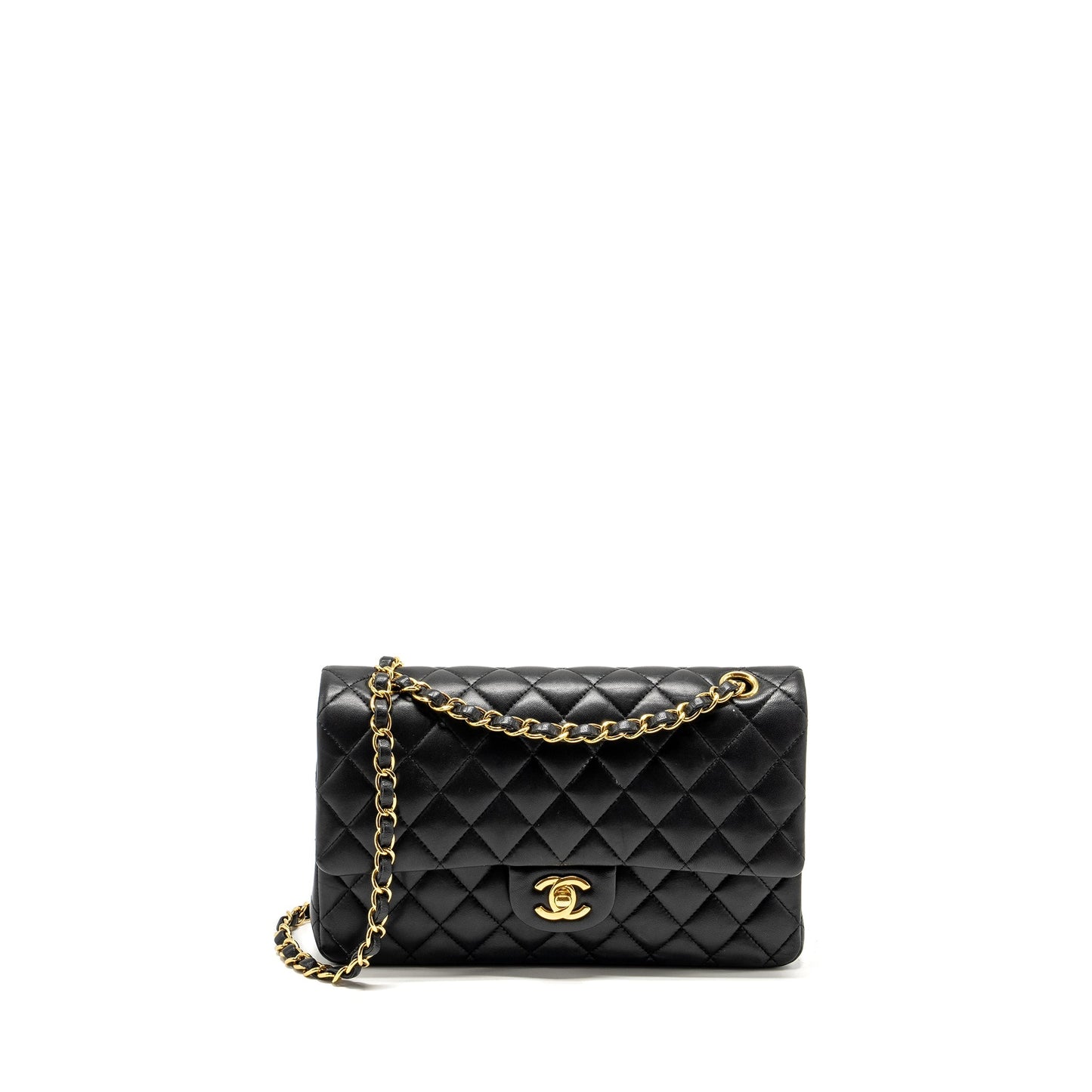 Chanel Classic Double Flap Lambskin GHW Black Shoulder Bag Ghw 7