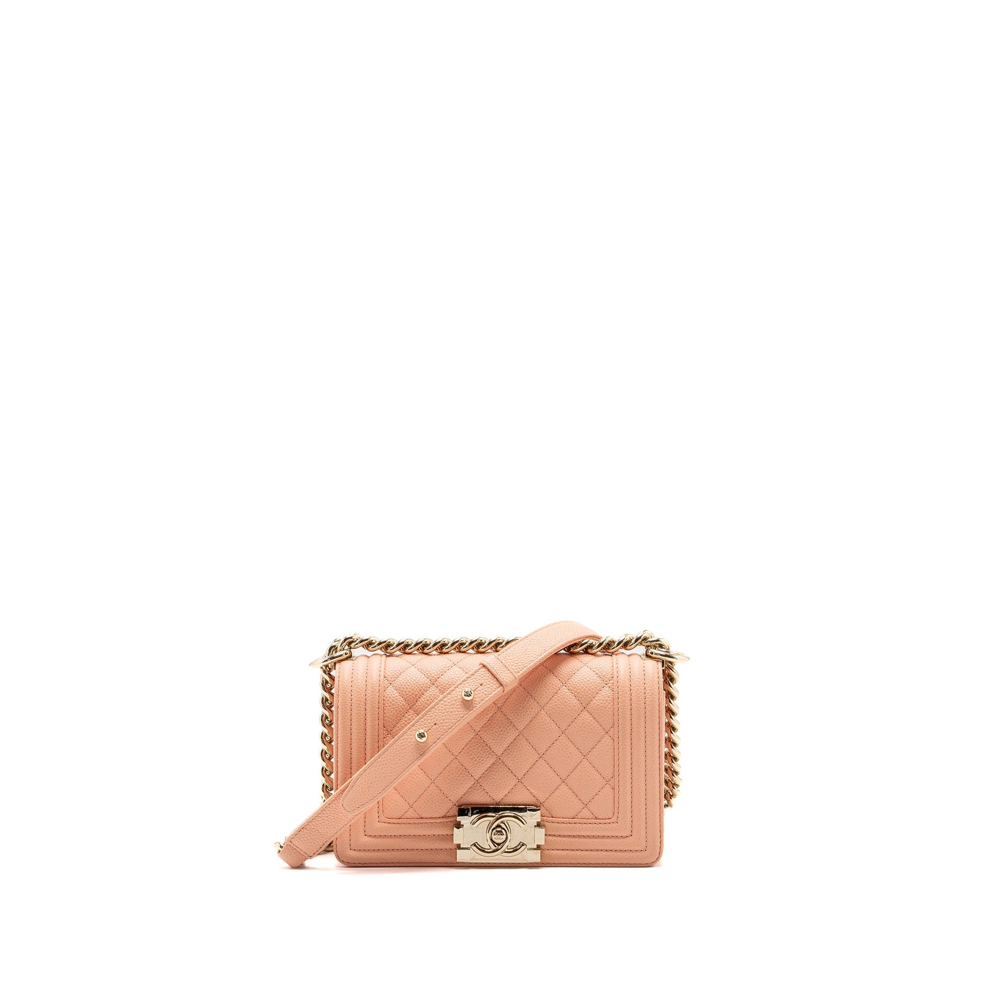 Chanel Boy Caviar Light LGHW Pink Small Handbag Pink Lghw