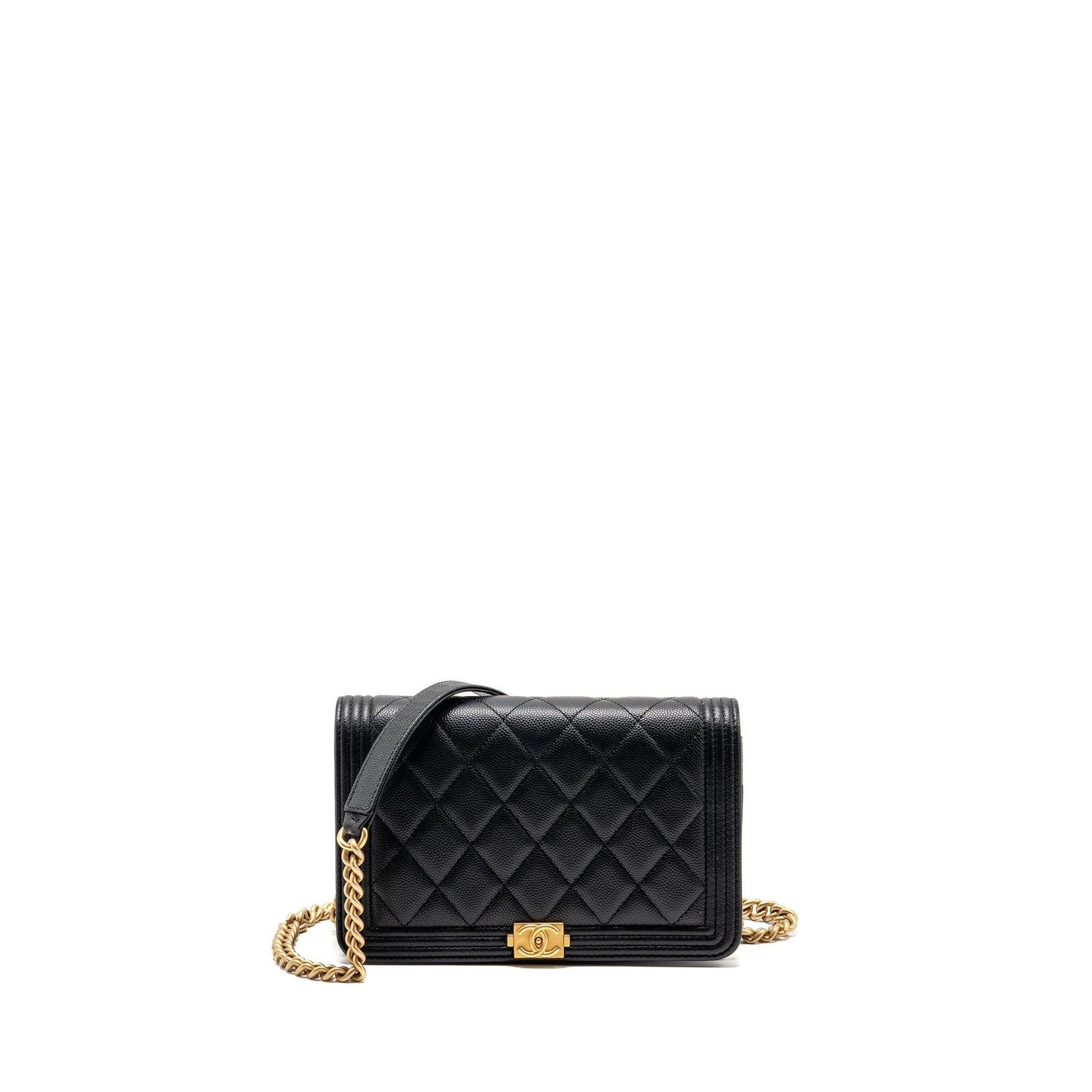 Chanel Boy on Caviar GHW Microchip Black Wallet Case Microchip 1